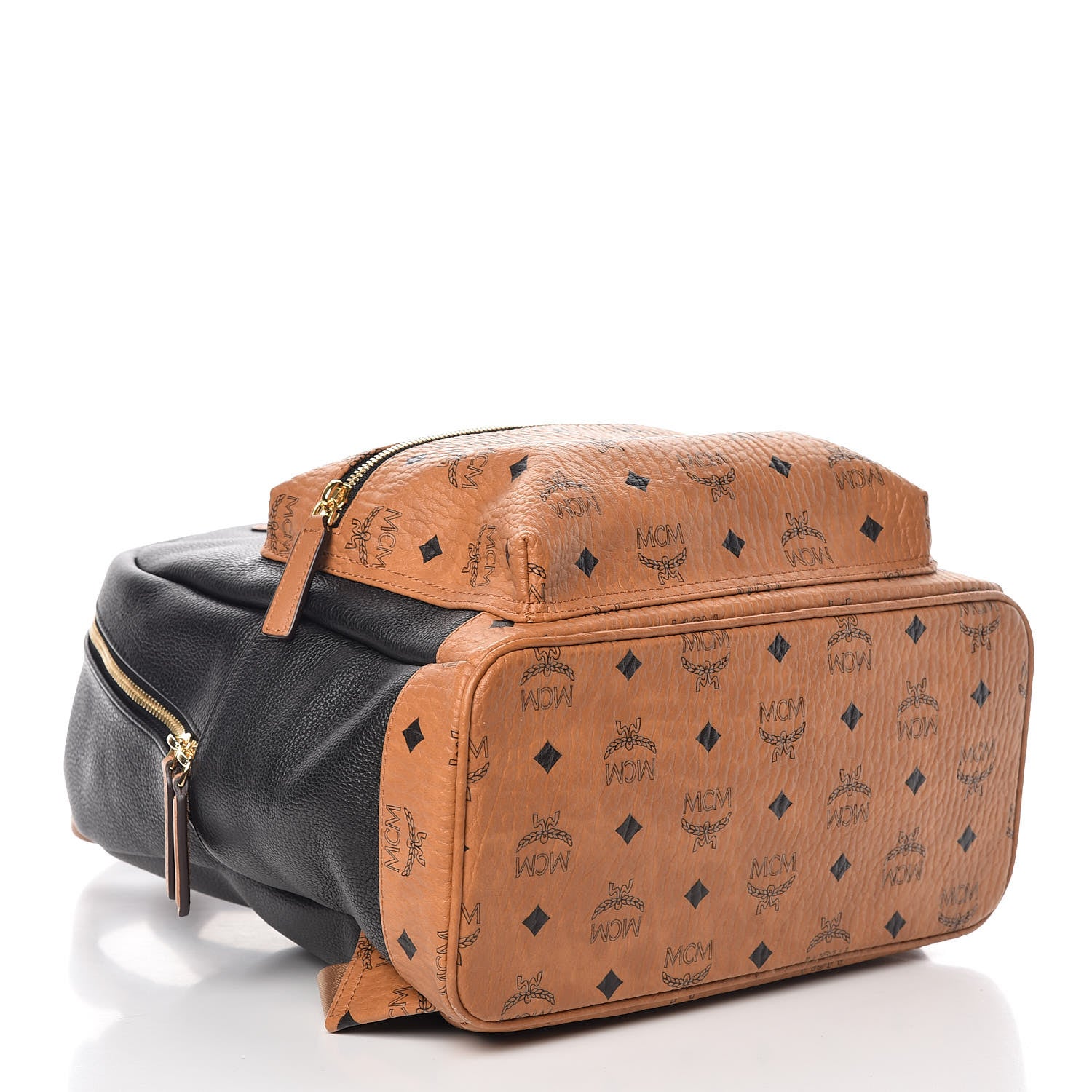MCM Visetos Calfskin Medium Geonautic Backpack Black Cognac 4 of 11