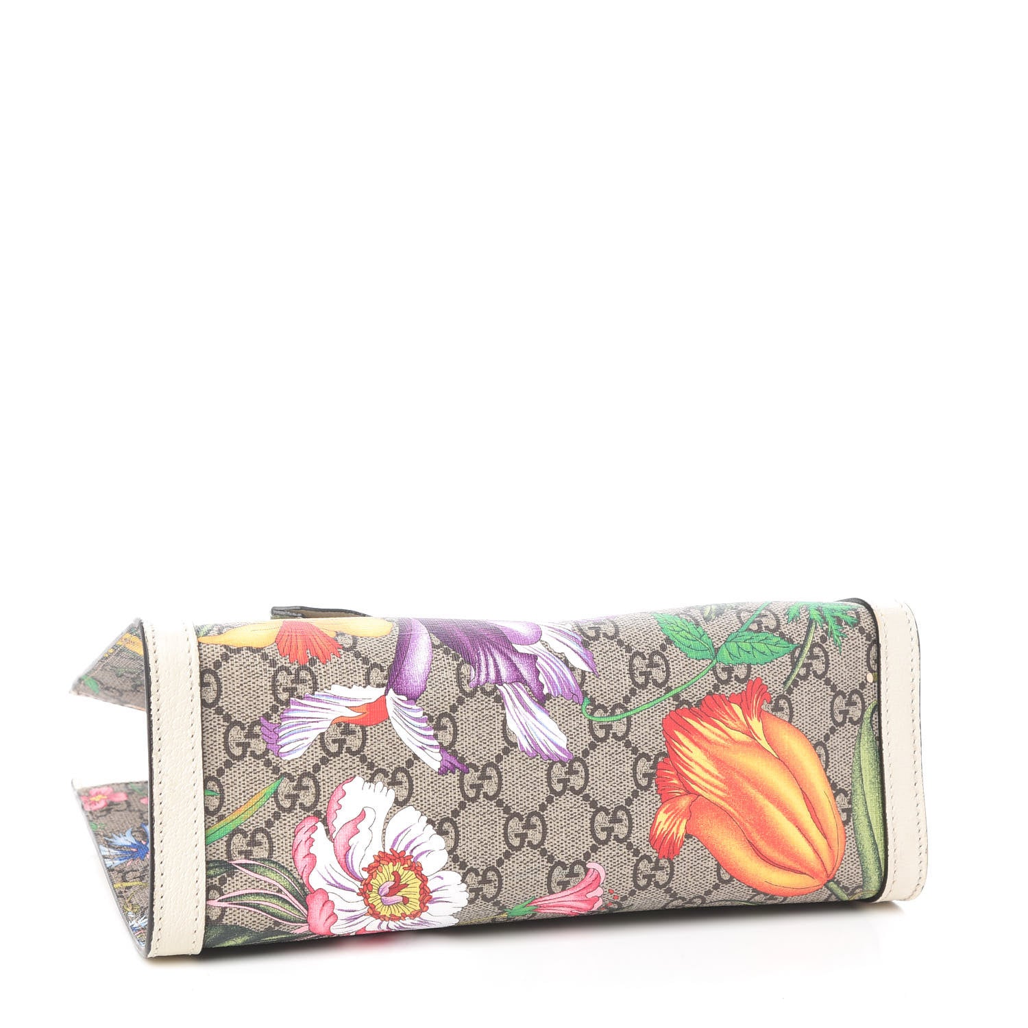 Gucci GG Supreme Monogram Flora Textured Calfskin Small Padlock Tote Beige Ebony Multicolor Mystic White 5 of 12