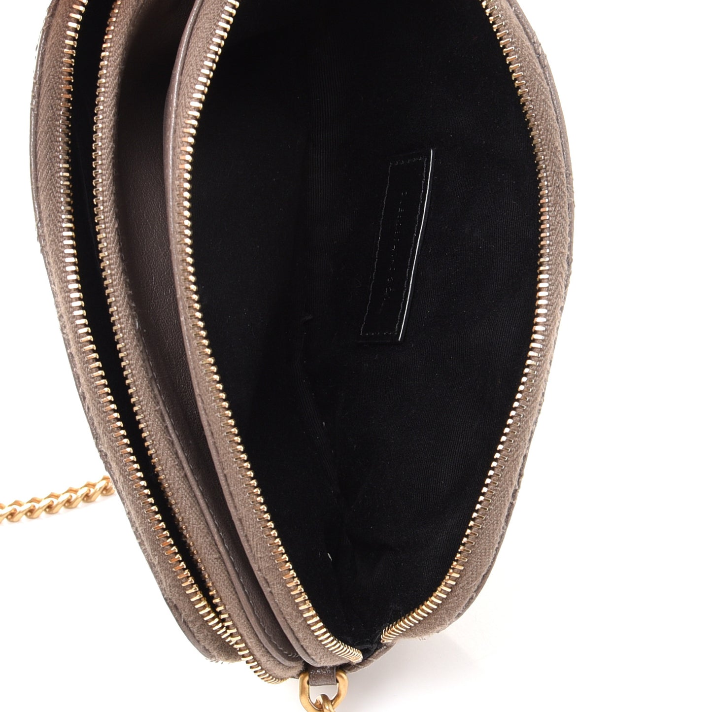 Grained Lambskin Quilted Mini Becky Double Zip Bag Taupe