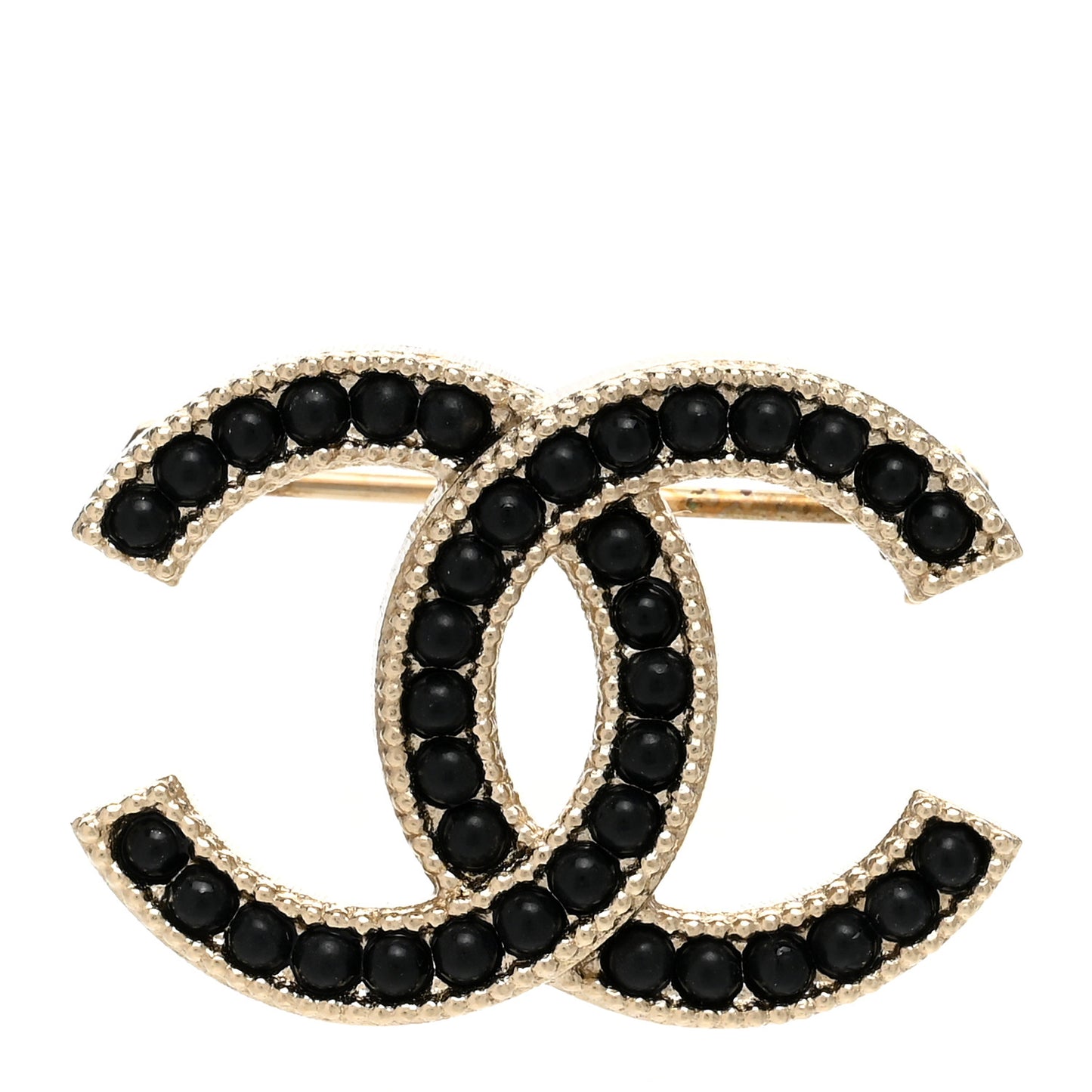 Bead CC Brooch Black Gold