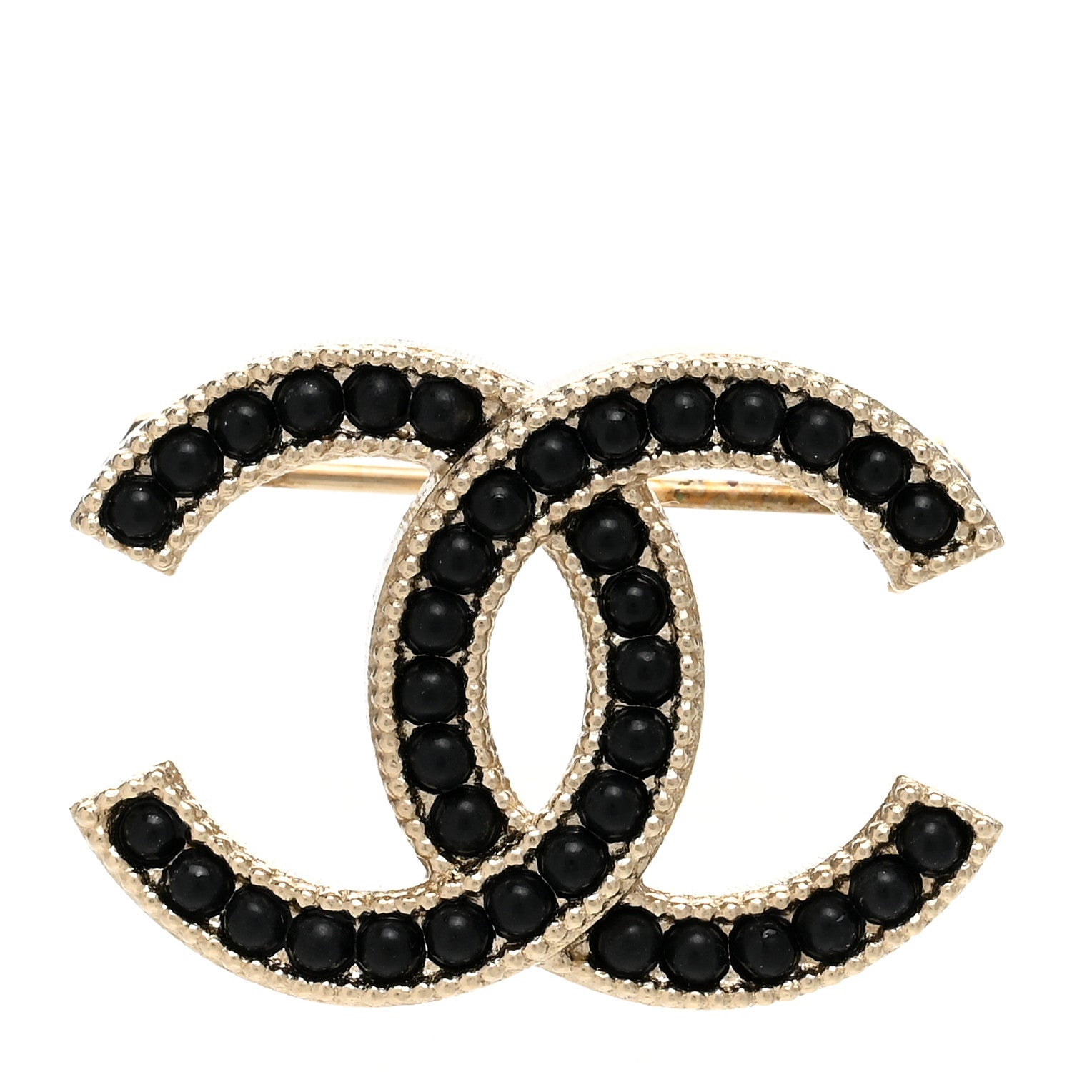 Chanel Bead CC Brooch Black Gold 1 of 5