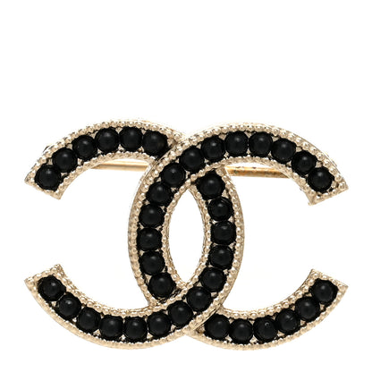 Chanel Bead CC Brooch Black Gold 1 of 5