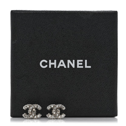 Chanel Crystal Mini CC Earrings Silver 5 of 5