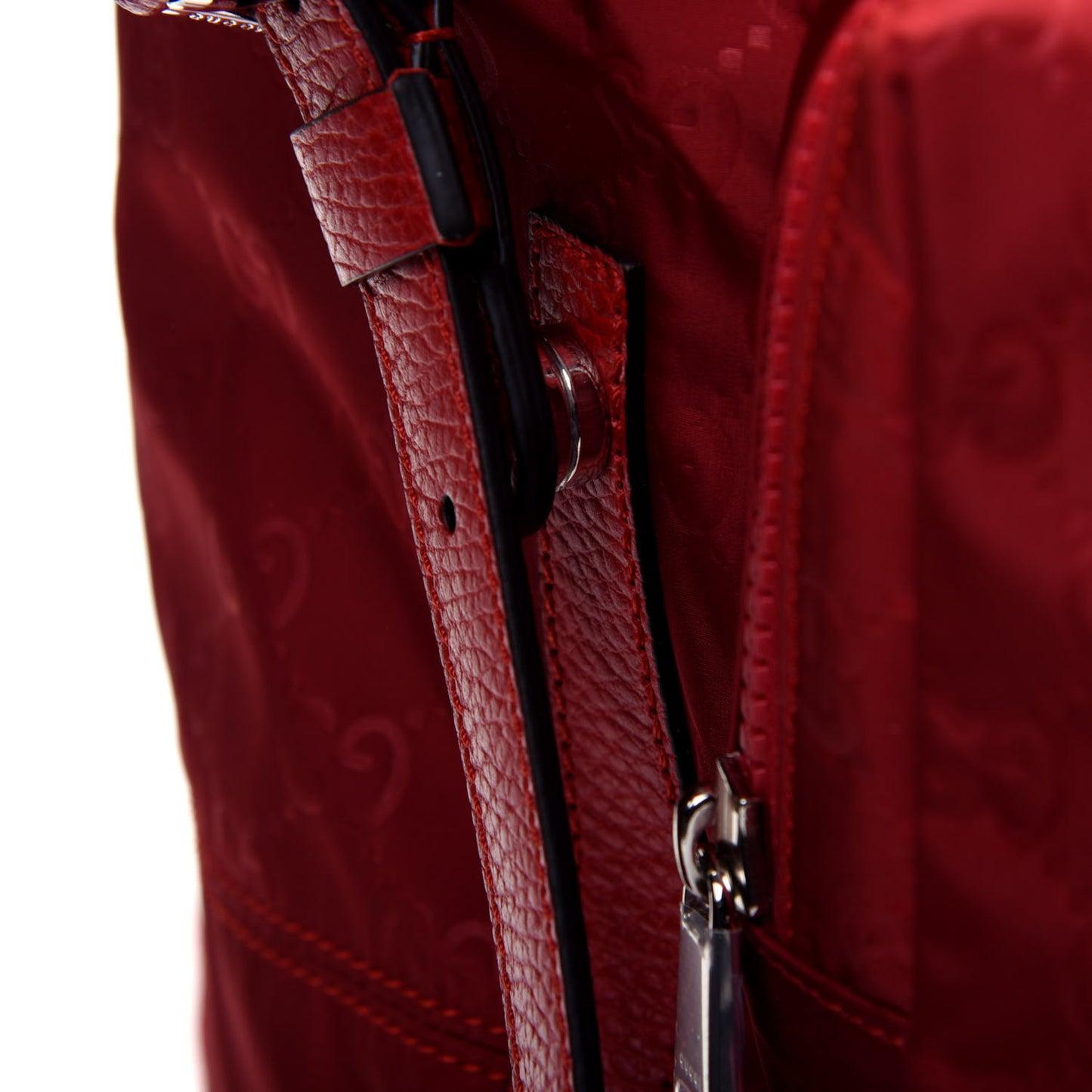 Nylon Monogram Dollar Calfskin Medium Light Double Buckle Backpack Vibrant Red