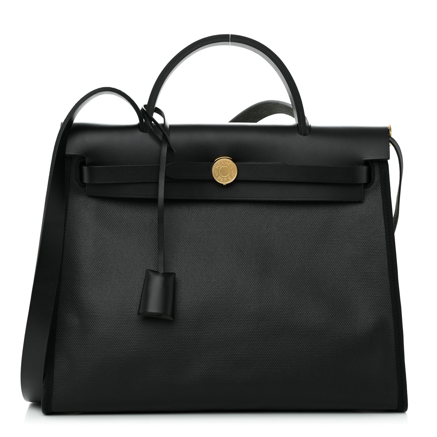 Hermes Toile H Berline Vache Hunter Herbag Zip PM 31 Black Ecru 3 of 12