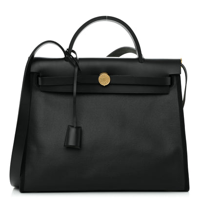 Hermes Toile H Berline Vache Hunter Herbag Zip PM 31 Black Ecru 3 of 12