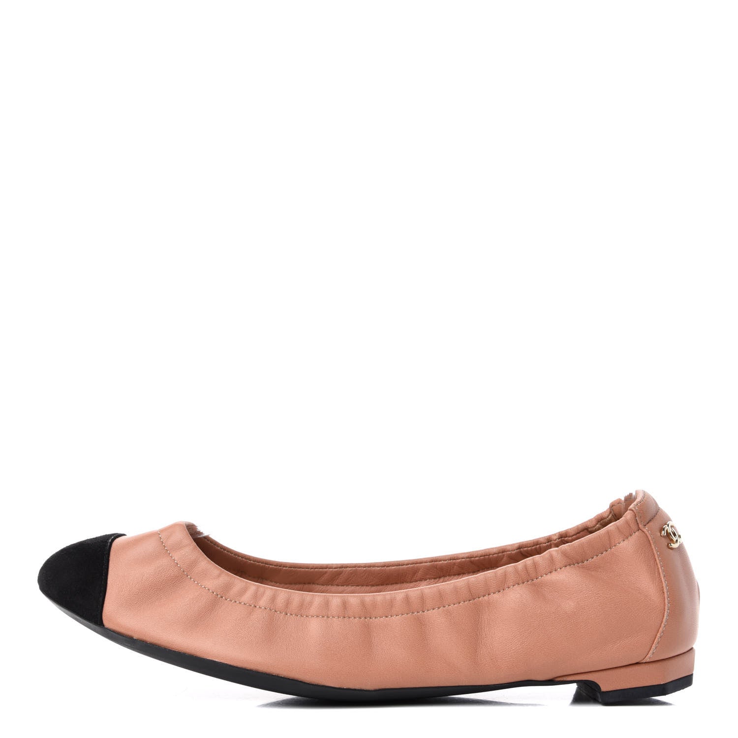 Chanel Lambskin Suede CC Elastic Cap Toe Ballerina Flats 38 Pink Black 1 of 10