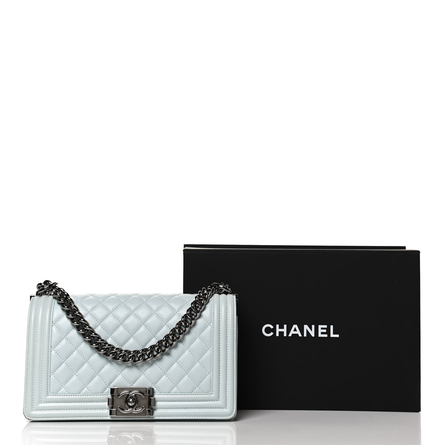 Chanel Lambskin Quilted Medium Boy Flap Light Blue 11 of 11