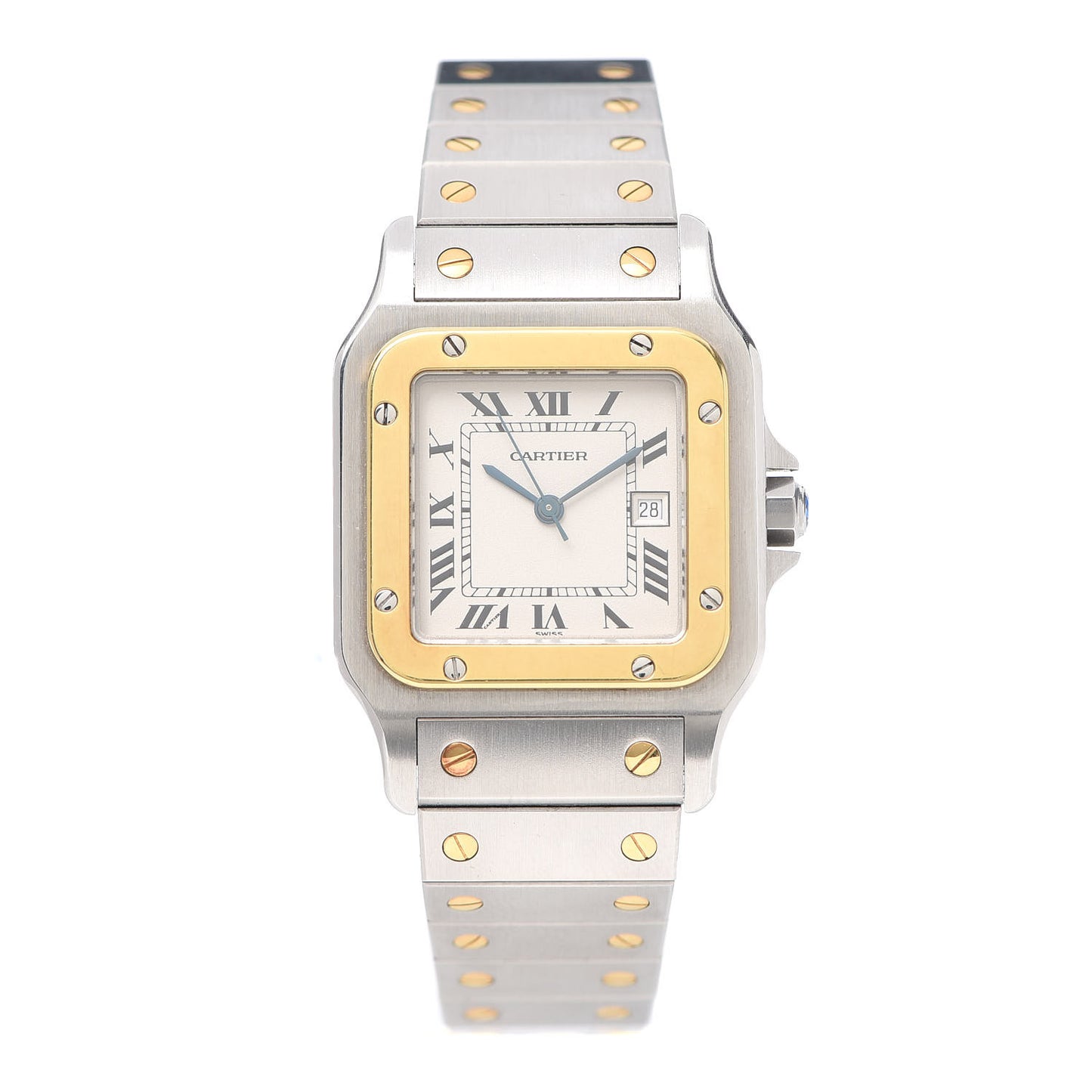 Stainless Steel 18K Yellow Gold 29mm Santos De Cartier Galbee Automatic Watch