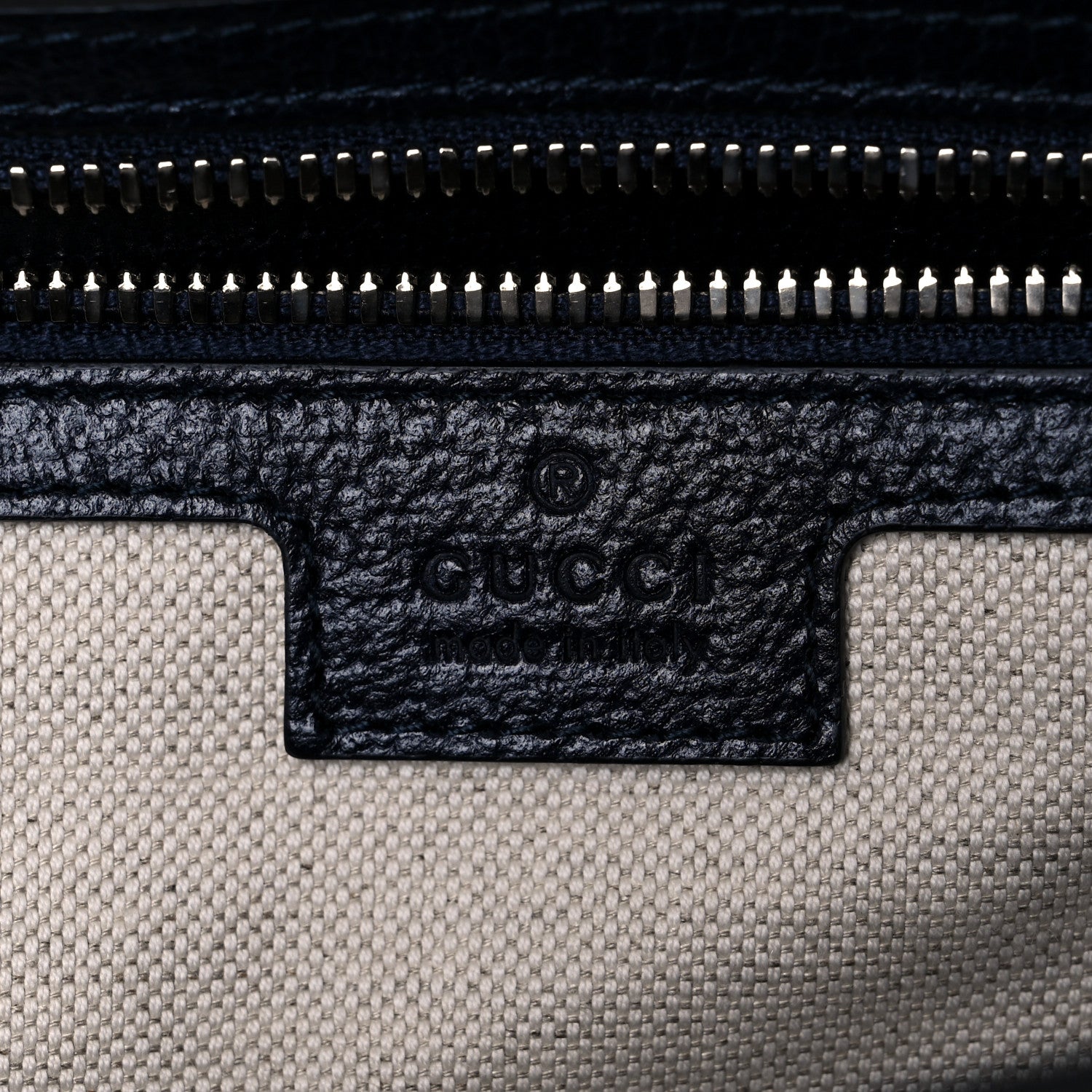 Gucci Textured Dollar Calfskin Web Large Savoy Duffle Bag Navy 5 of 8