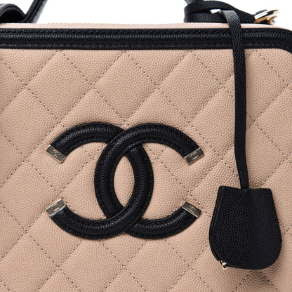 Chanel Caviar Quilted Medium CC Filigree Vanity Case Beige Black 10 of 11