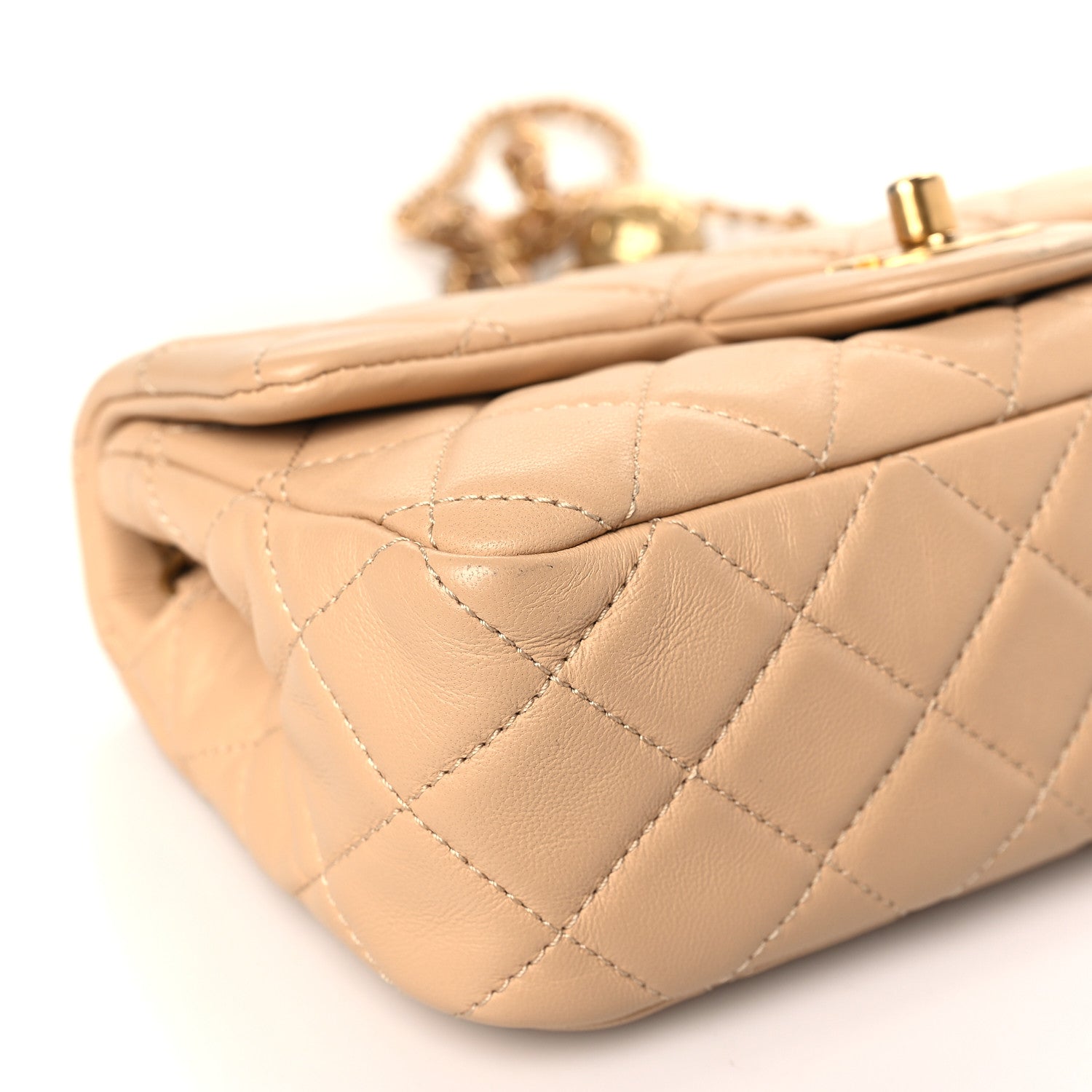 Chanel Lambskin Quilted Mini Rectangular Pearl Crush Flap Beige 8 of 10