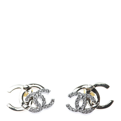 Chanel Crystal Double CC Earrings Gold Silver 1 of 4