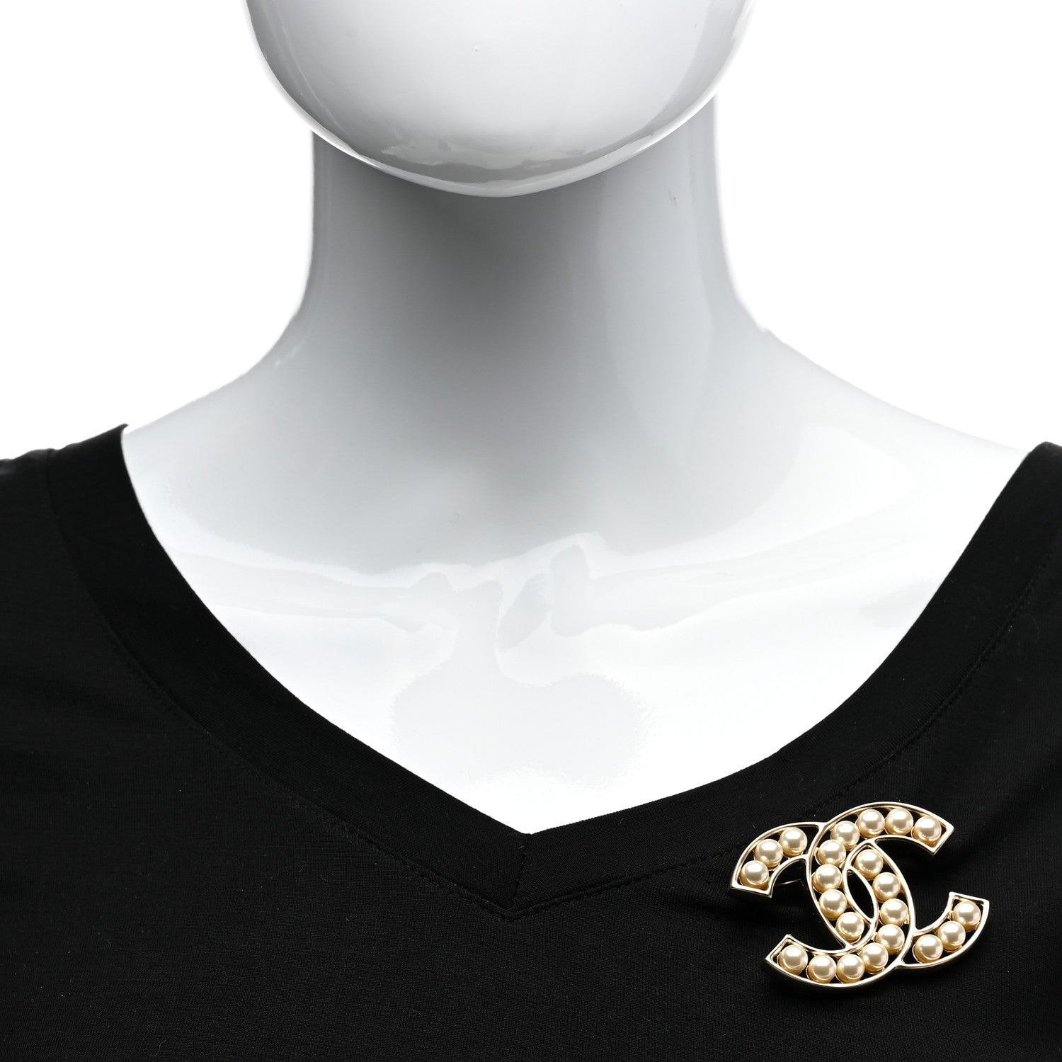 Chanel Pearl CC Brooch Light Gold 2 of 5