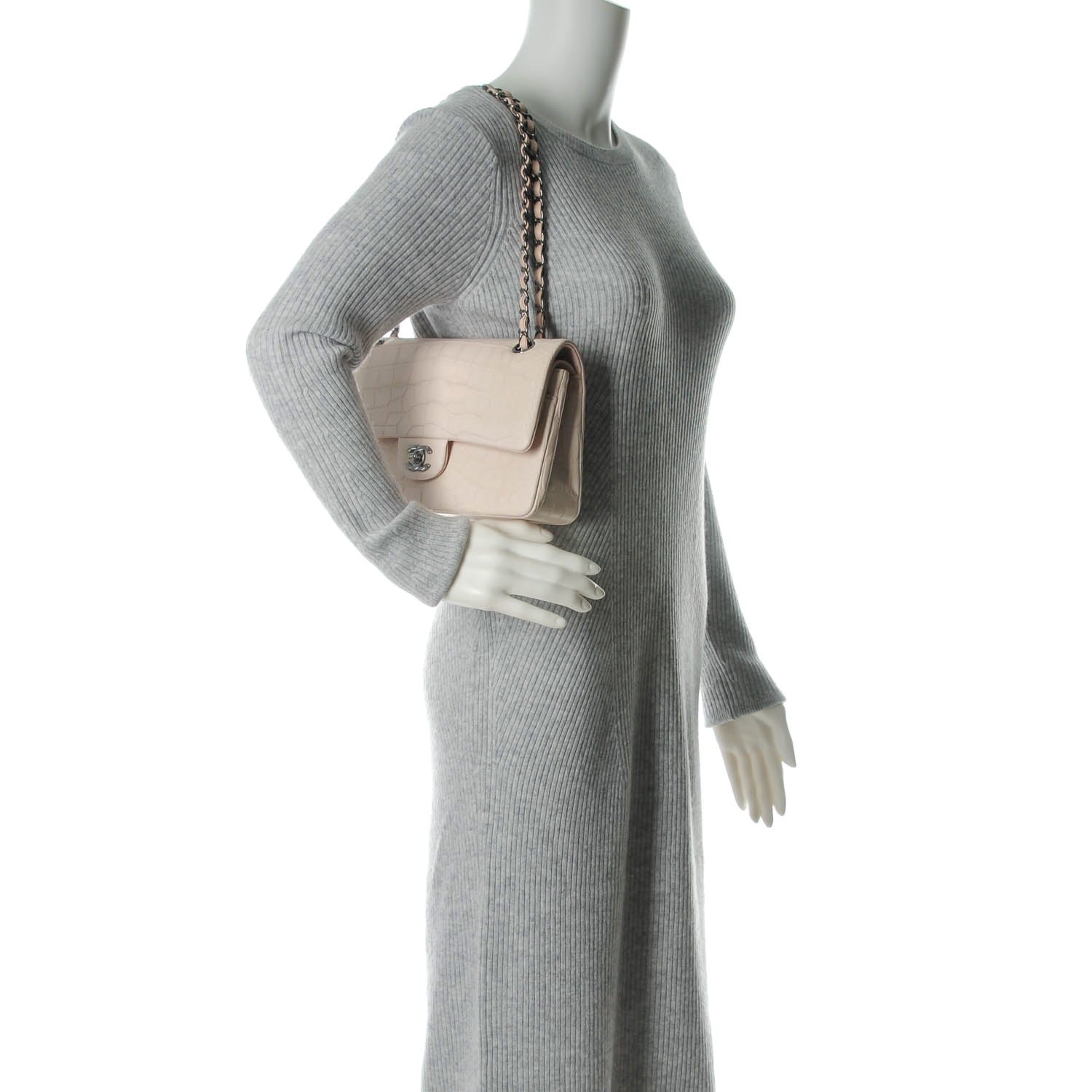 Chanel Matte Alligator Medium Double Flap Light Pink 2 of 9