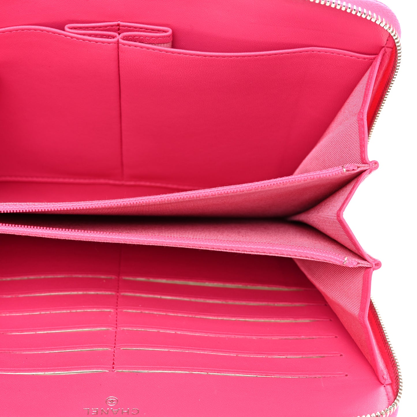 Lambskin Quilted Large Zip Around Organizer Wallet Pink