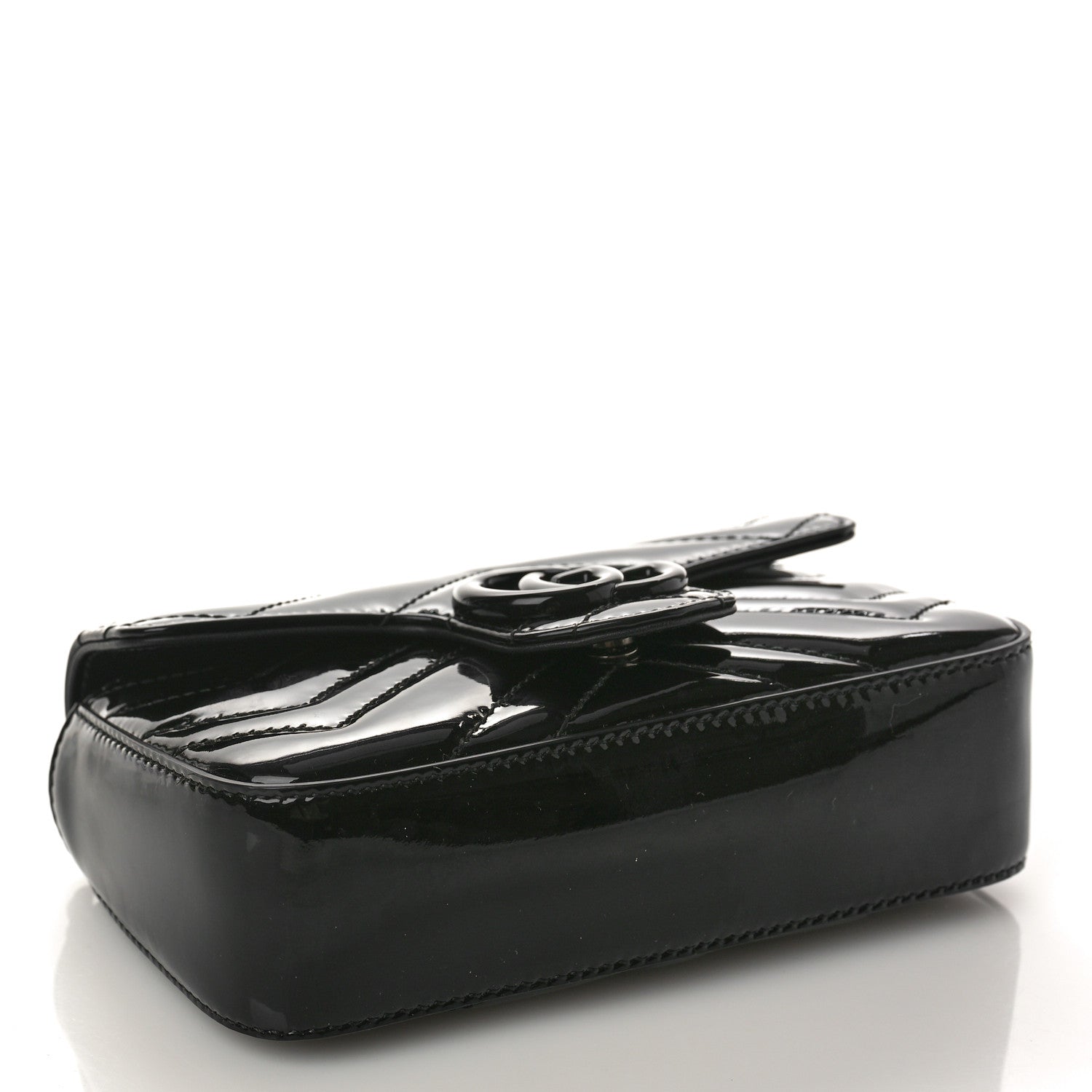 Gucci Patent Lambskin Enamel Matelasse Monochrome Super Mini GG Marmont Shoulder Bag Black 4 of 8