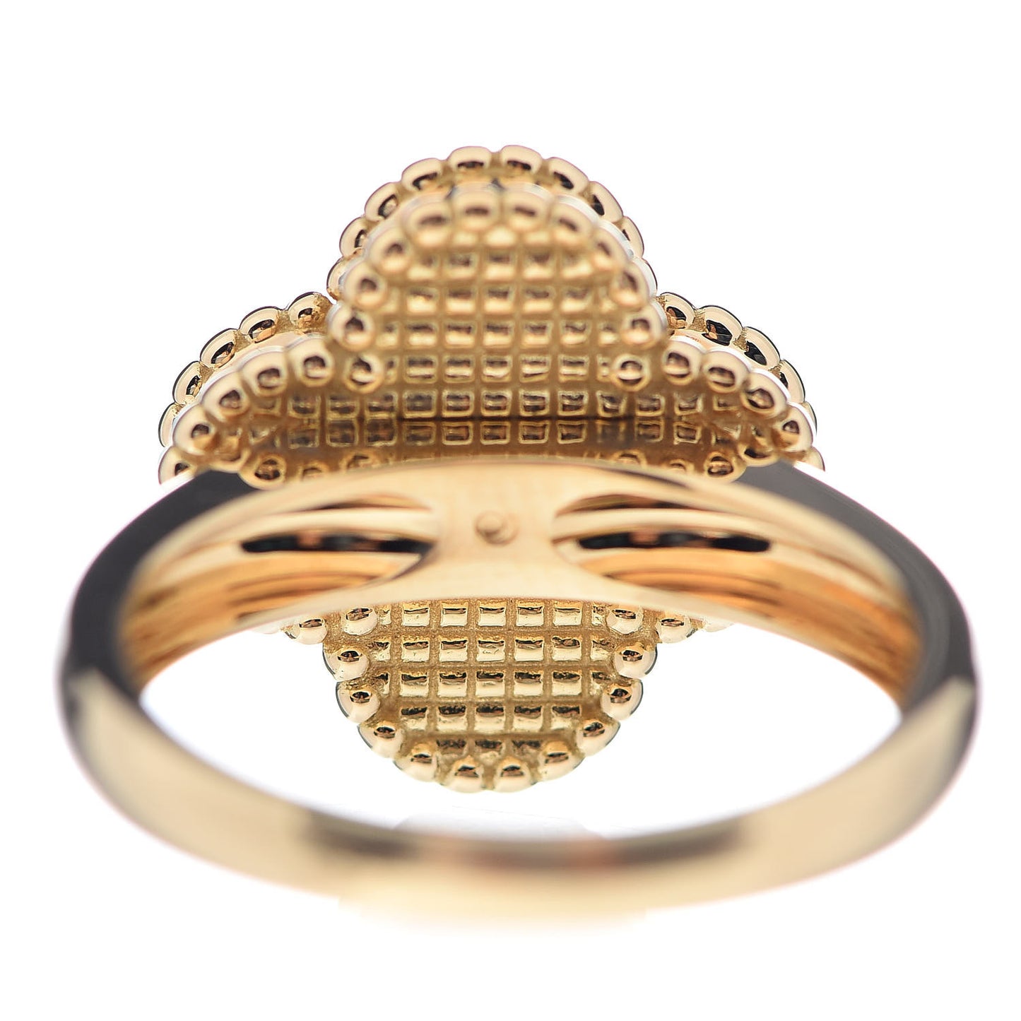 18K Yellow Gold Black Onyx Diamond Vintage Alhambra Ring 52 6