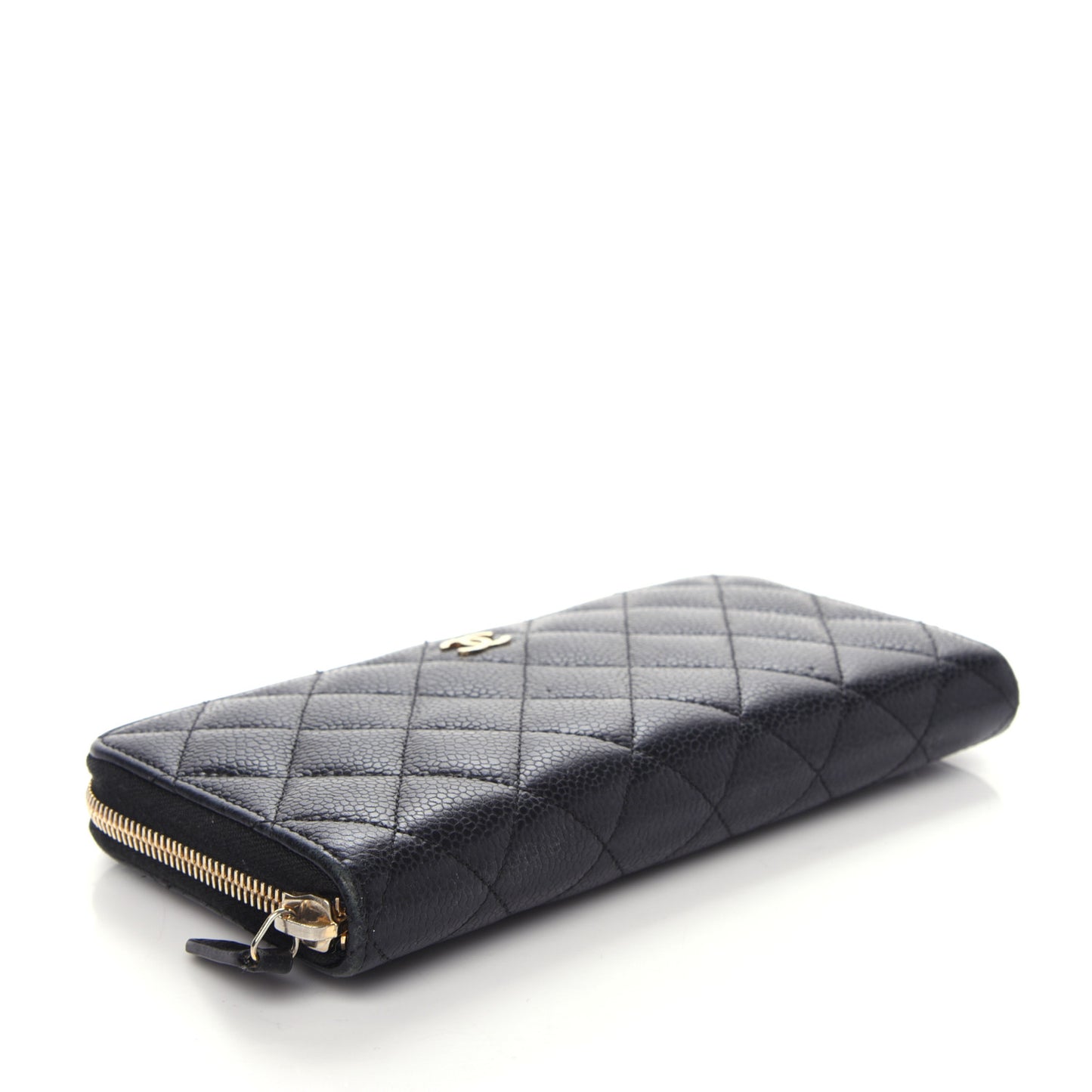 Caviar Quilted Large Gusset Zip Around Wallet Black