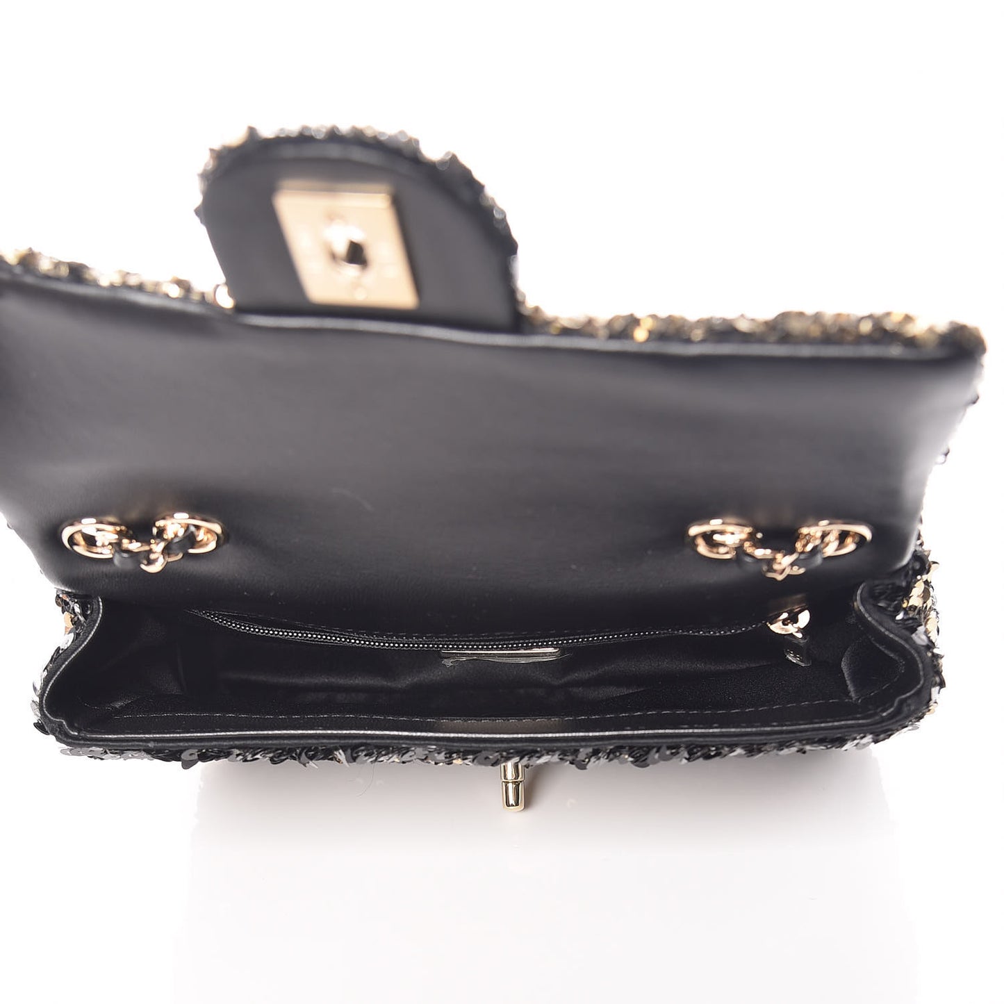Sequin Classic Mini Flap Black Gold