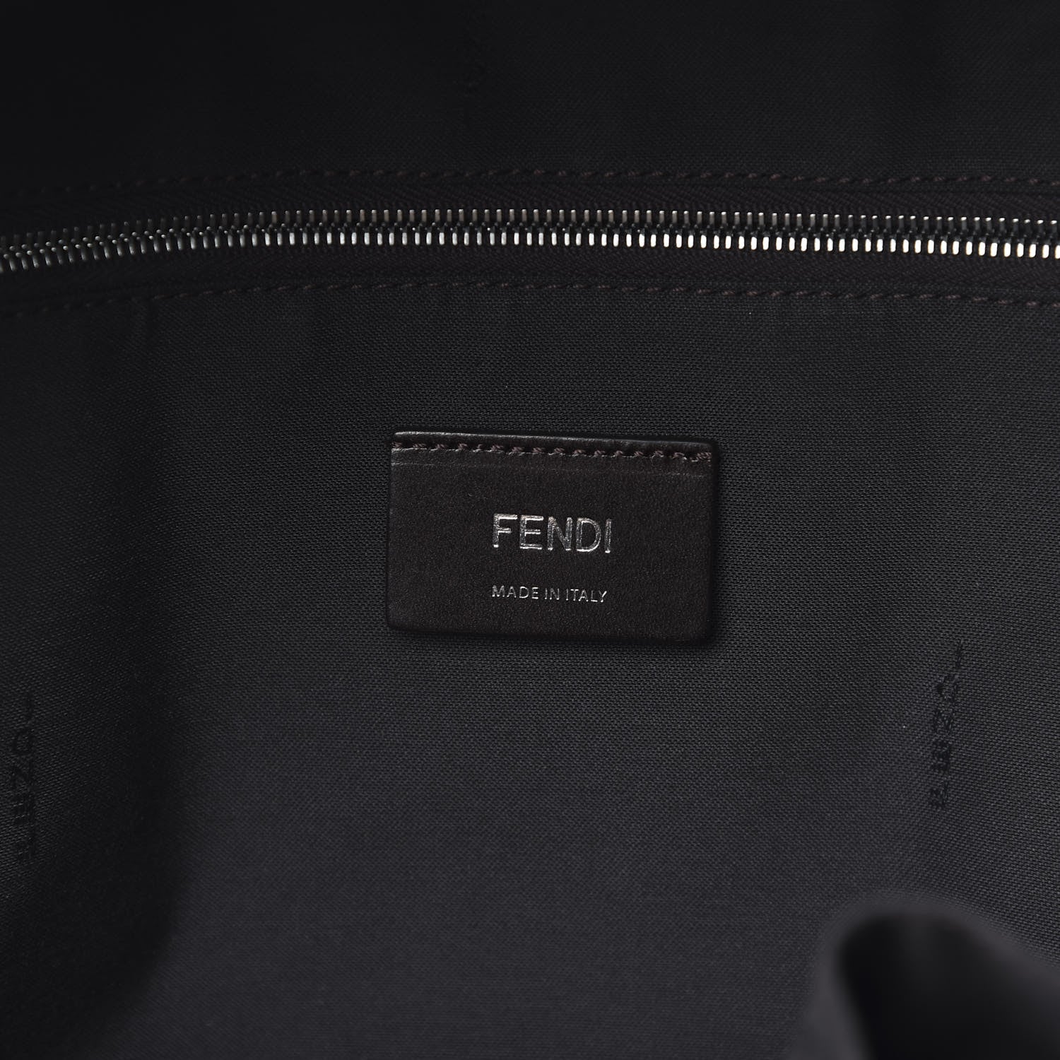 Fendi Glazed Fabric Vitello Century FF 1974 Stamp Patch Pocket Backpack Mogano Panna Black 5 of 10