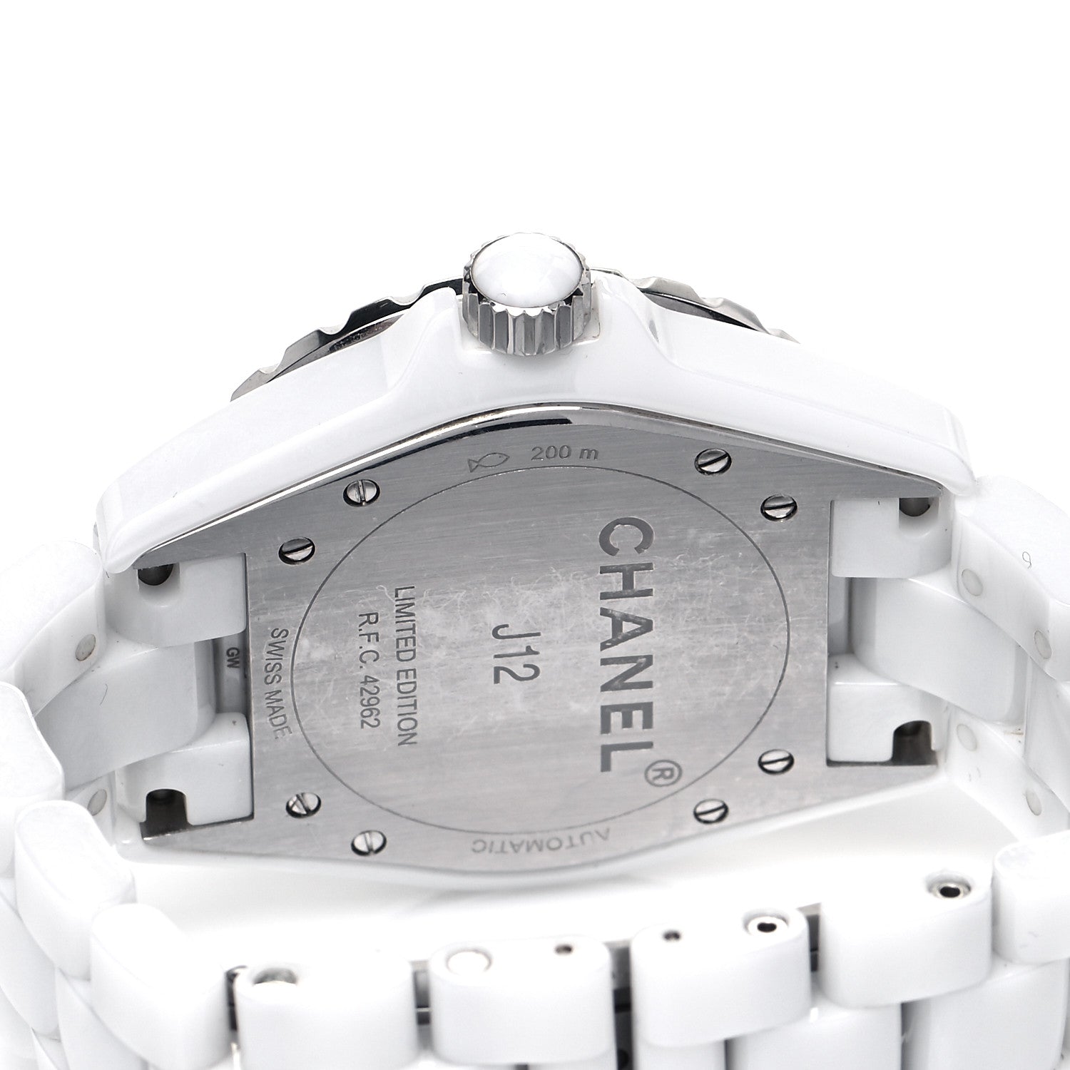 Chanel Stainless Steel Ceramic Diamond Pink Mother of Pearl 38mm J12 Automatic Watch White 4 of 4