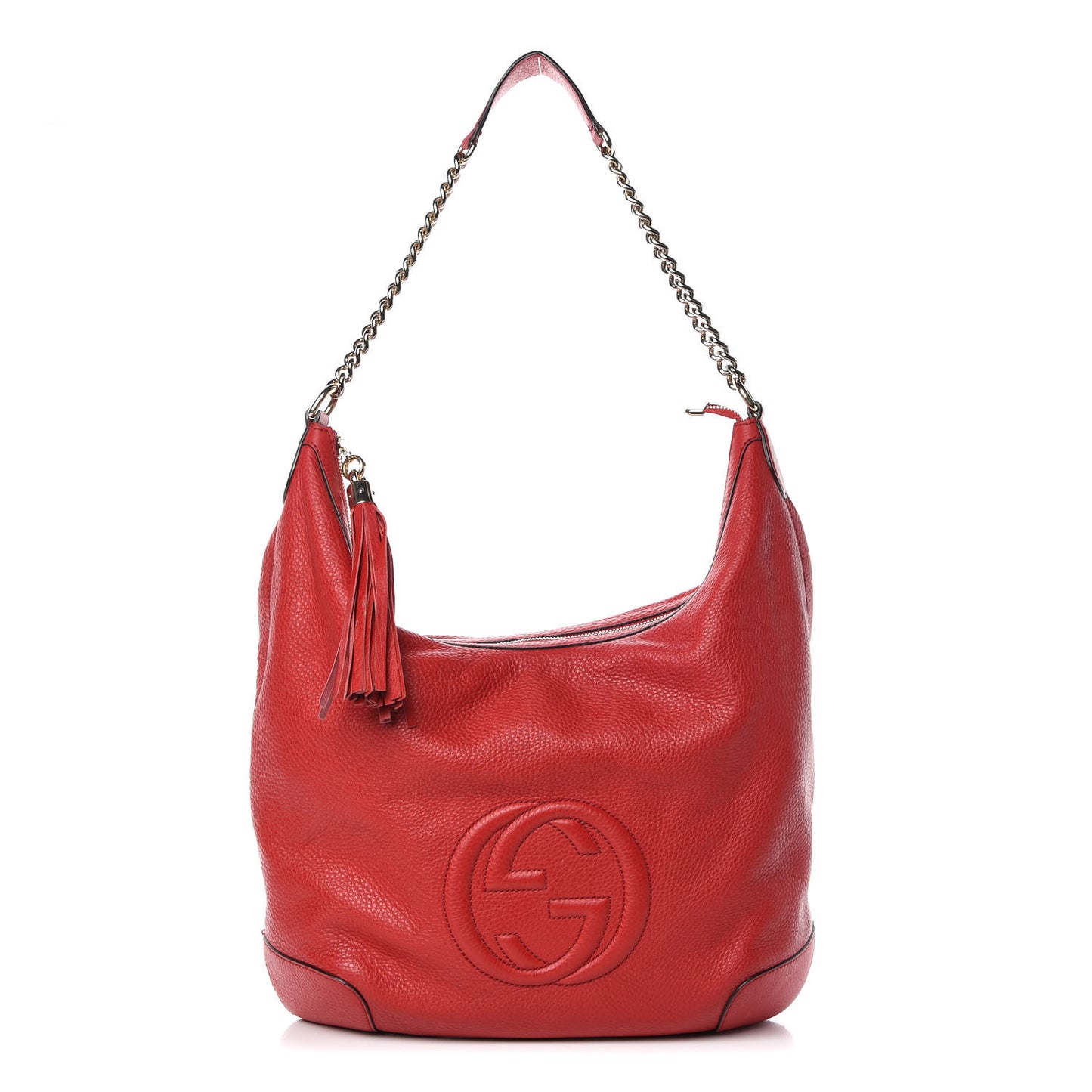 Pebbled Calfskin Medium Soho Chain Hobo Red