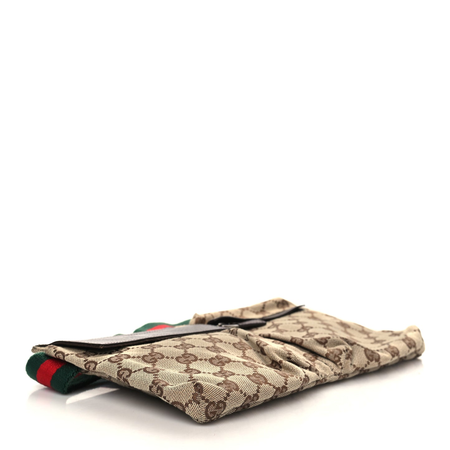 GG Monogram Web Double Pocket Belt Bag Dark Brown