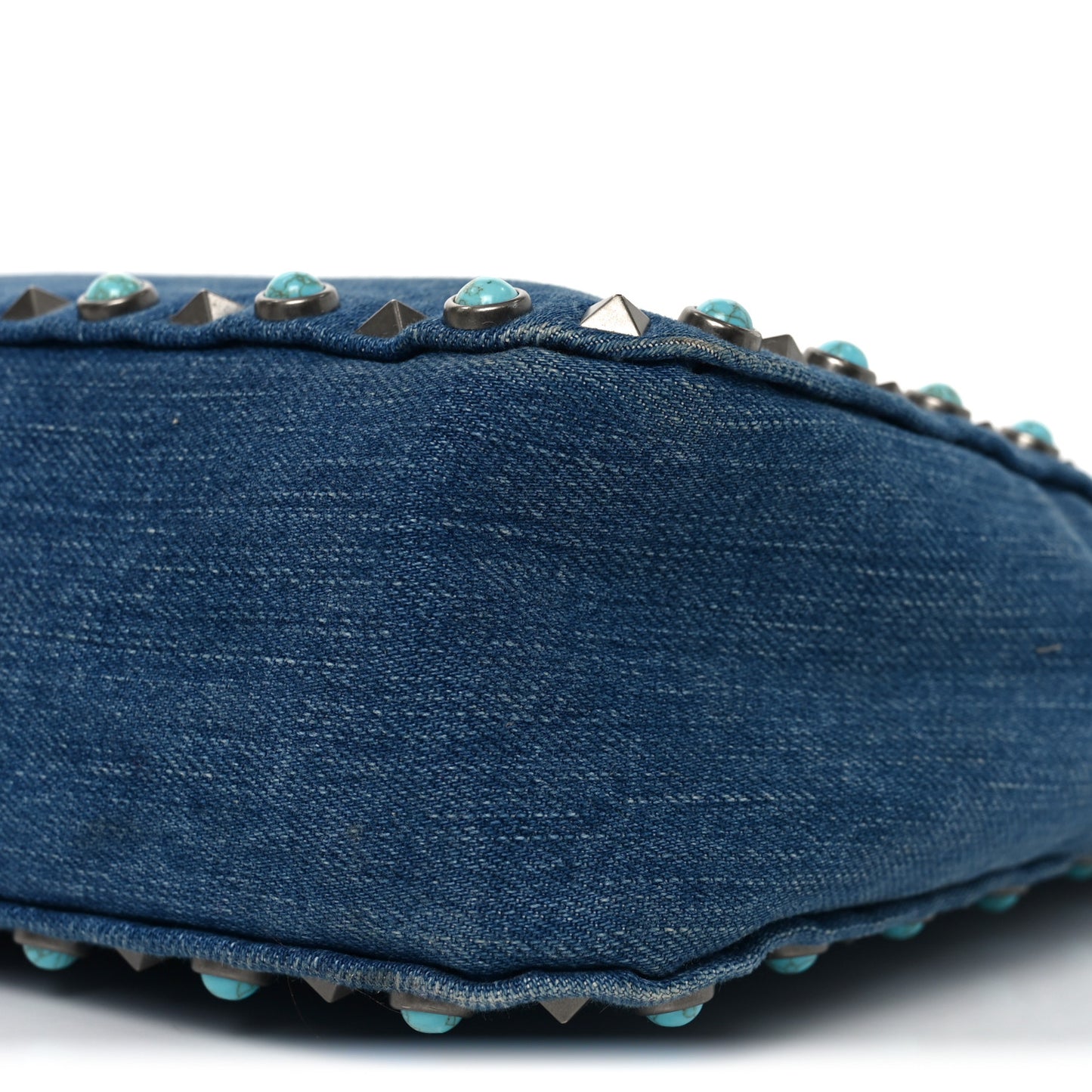 Denim Small Guitar Strap Rockstud Rolling Flip-Lock Messenger Bag Blue