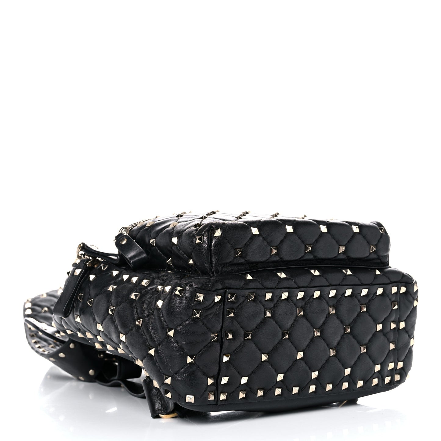 Nappa Quilted Small Rockstud Spike Backpack Black