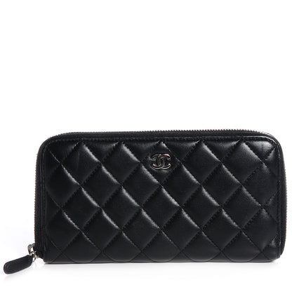 Chanel Lambskin Quilted Large Zip Around Wallet Black 1 of 8