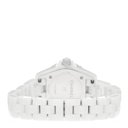 Chanel Stainless Steel Ceramic Diamond Mother of Pearl 33mm J12 Quartz Watch White 3 of 4