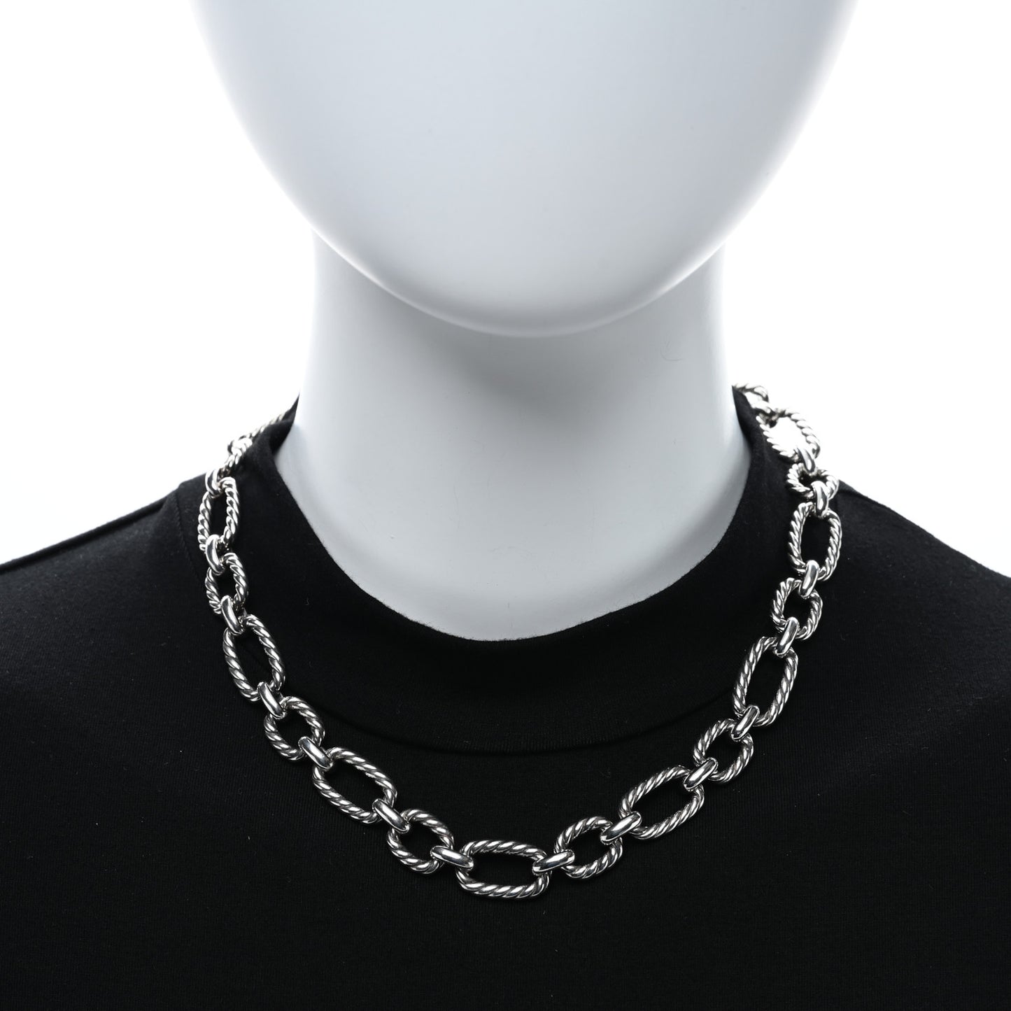Sterling Silver Blue Sapphire 12.5mm Cushion Link Chain Necklace