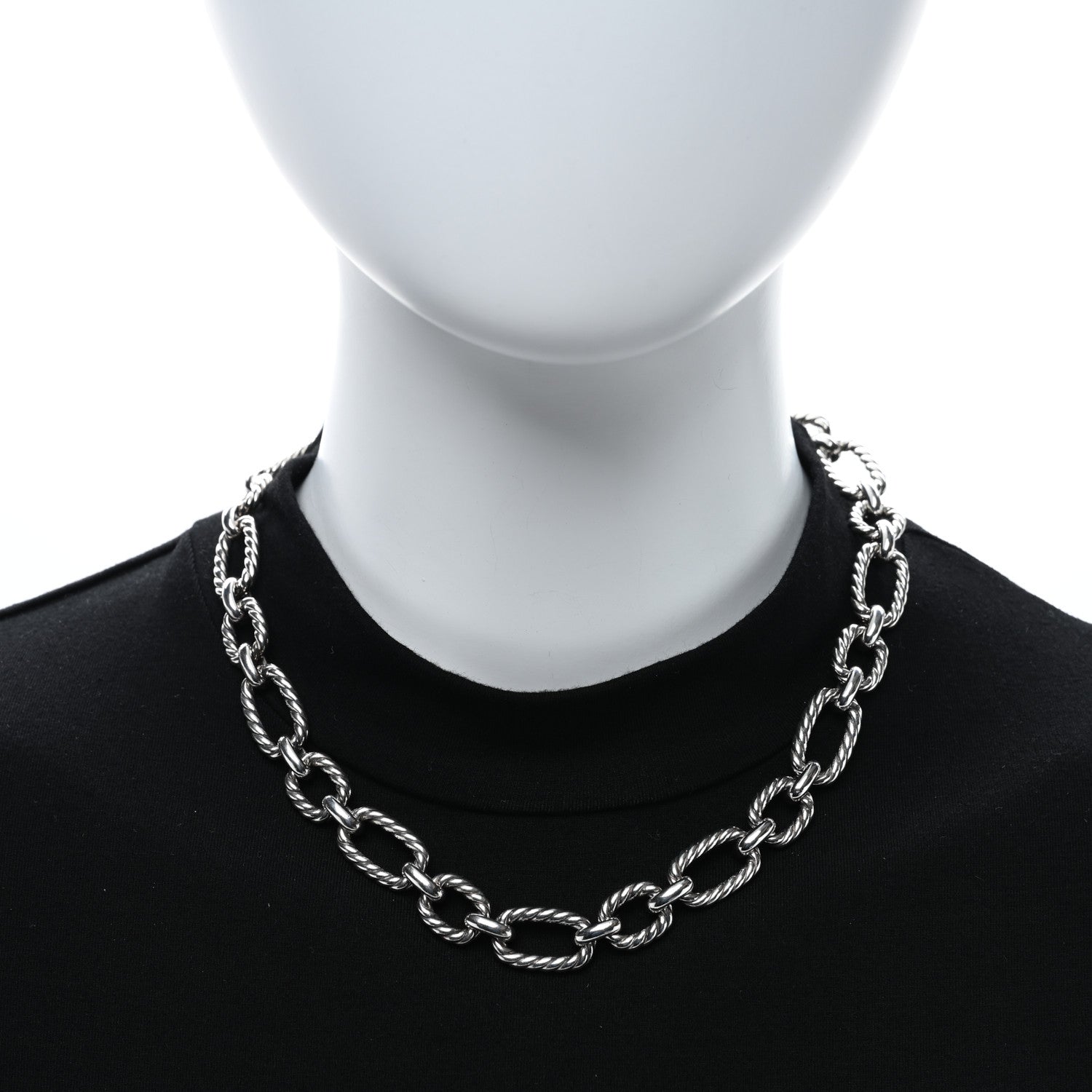 David Yurman Sterling Silver Blue Sapphire 12.5mm Cushion Link Chain Necklace 2 of 4