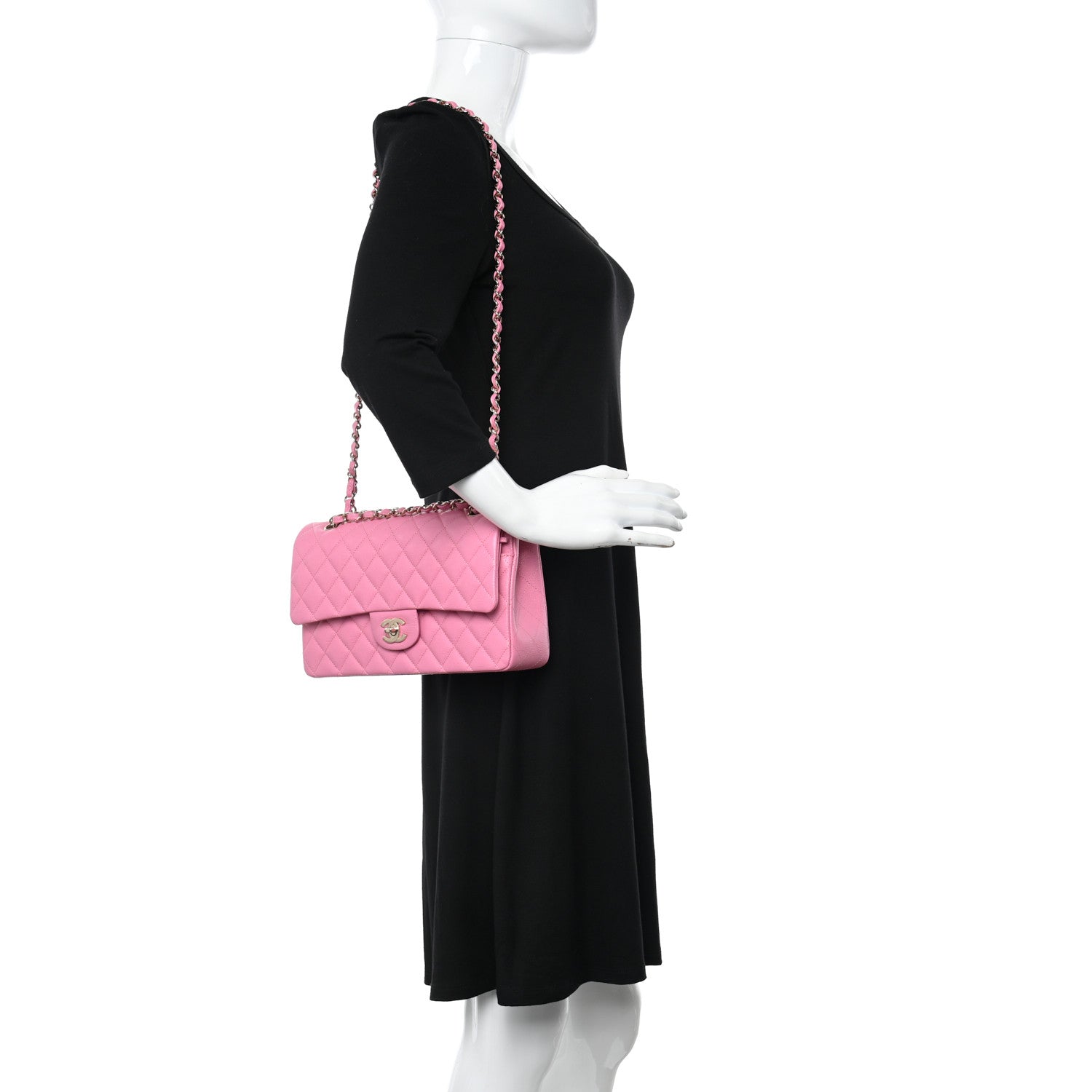 Chanel Caviar Quilted Medium Double Flap Pink 2 of 10
