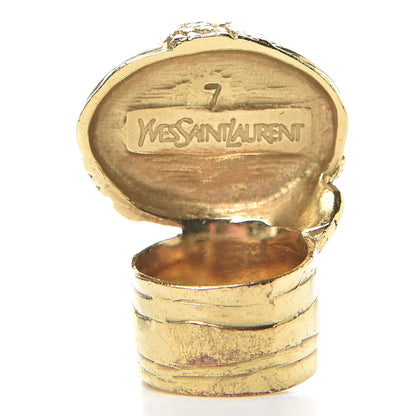 Saint Laurent Glass Cabochon Arty Ovale Ring 7 Black Gold 4 of 6
