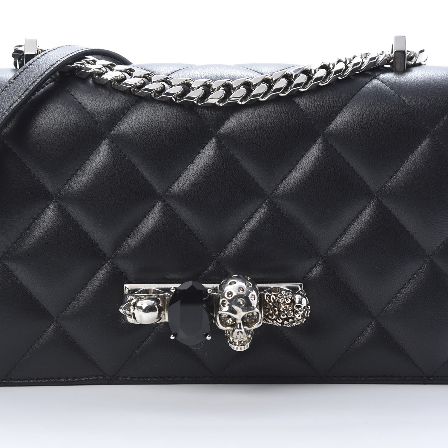 Alexander McQueen Lambskin Quilted Knuckle Shoulder Bag Black 7 of 13