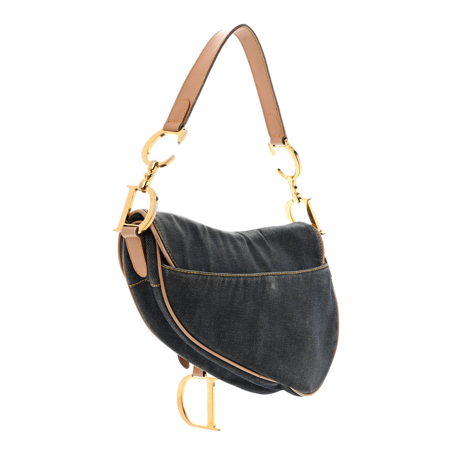 Christian Dior Denim Calfskin Saddle Bag Blue 3 of 14