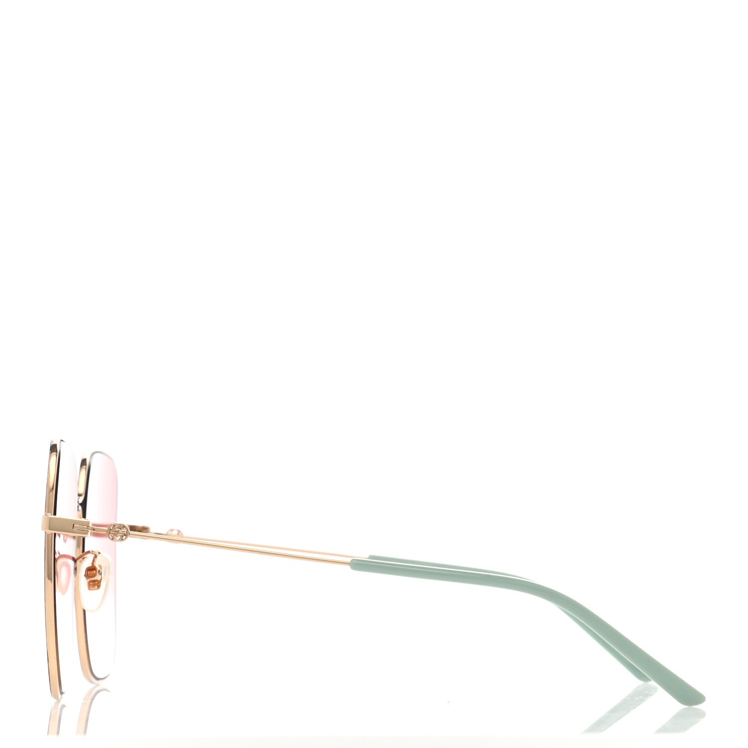 Gucci Metal Square Frame Sunglasses GG0443S Gold Pink 3 of 10
