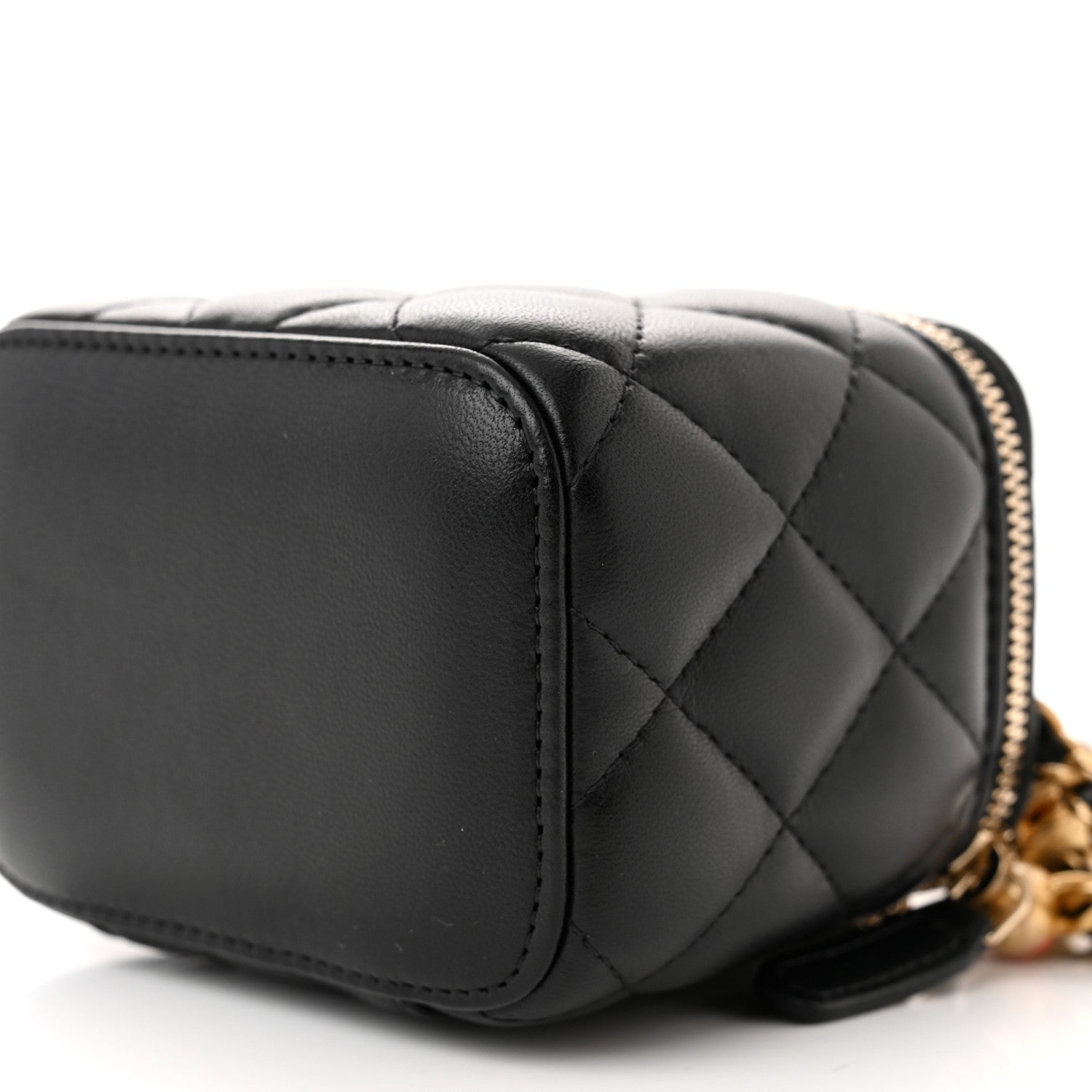 Chanel Lambskin Quilted Mini Pearl Crush Vanity Case With Chain Black 5 of 11