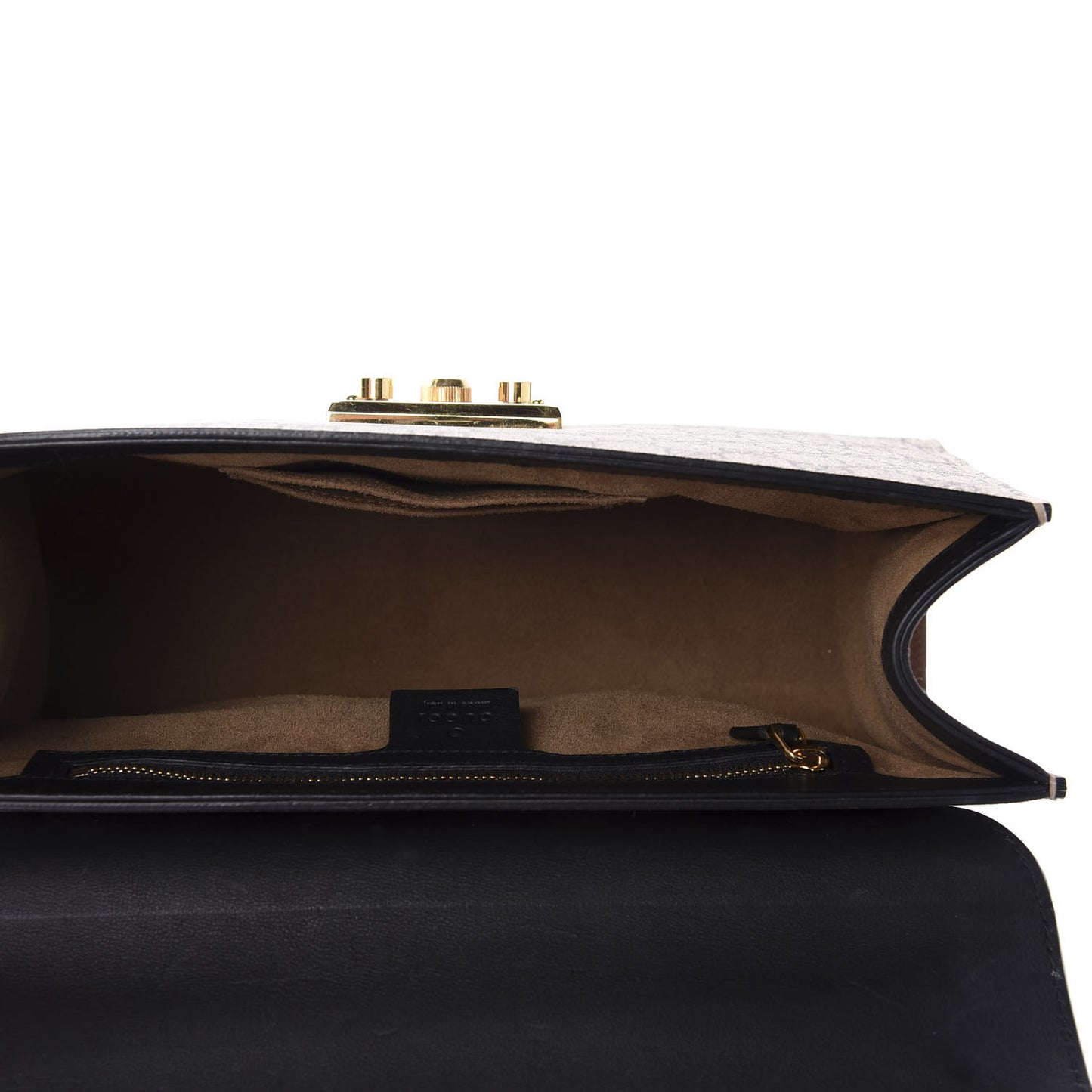 GG Supreme Monogram Calfskin Medium Padlock Shoulder Bag Beige Black Cuir