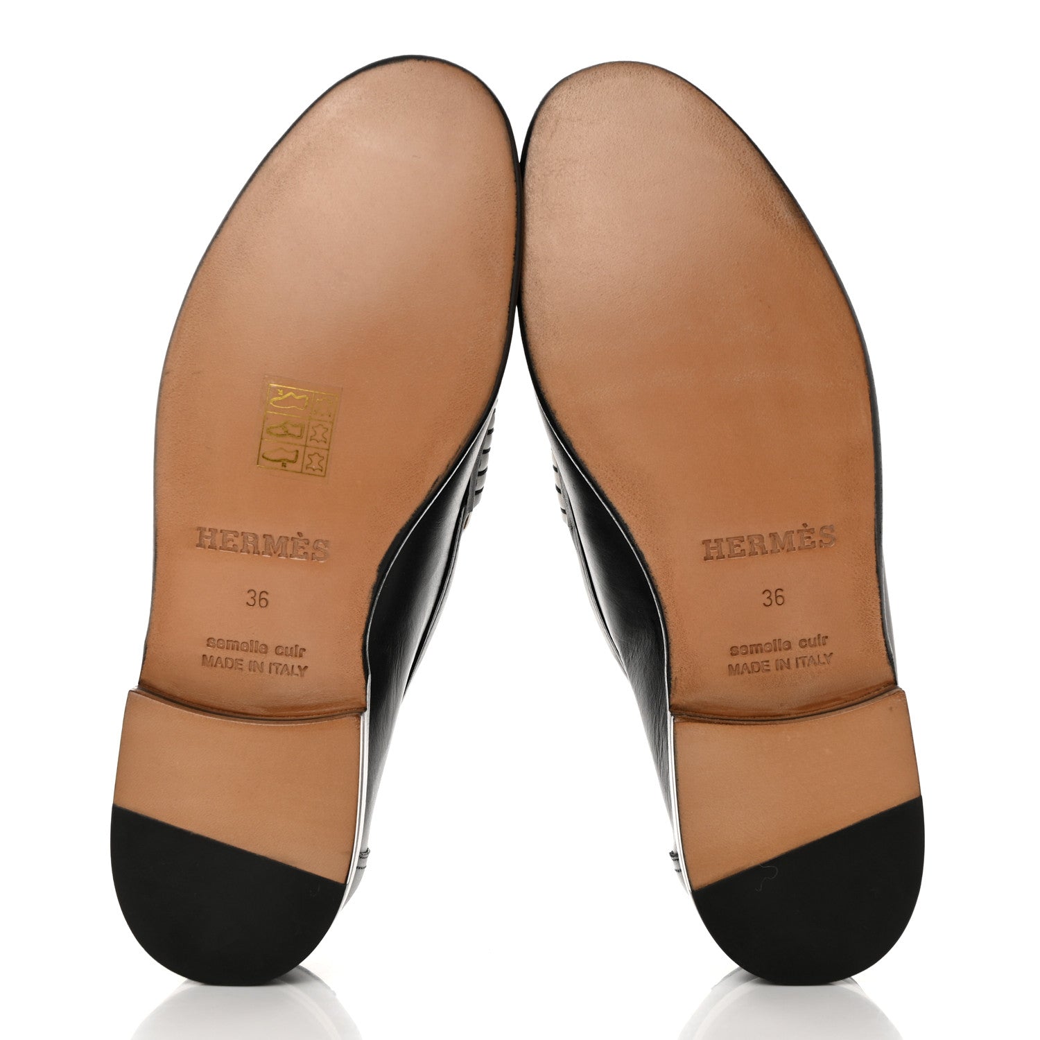 Hermes Calfskin Womens Kennedy Loafers 36 Black White 5 of 9