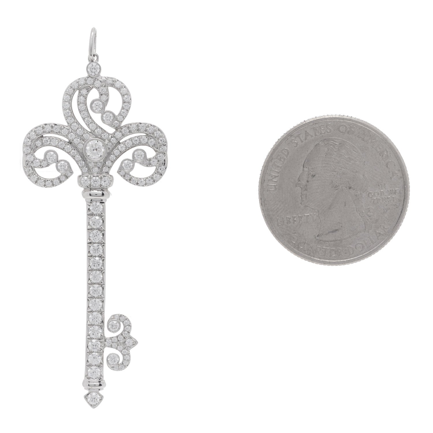 Tiffany Platinum Diamond Enchant Heart Key Pendant 3 of 4