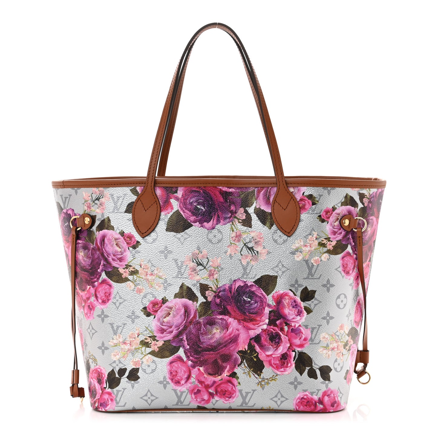 Metallic Monogram LV Garden Neverfull MM Silver