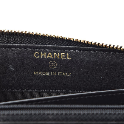 Chanel Lambskin Quilted Large Gusset Zipped Wallet Black 7 of 13