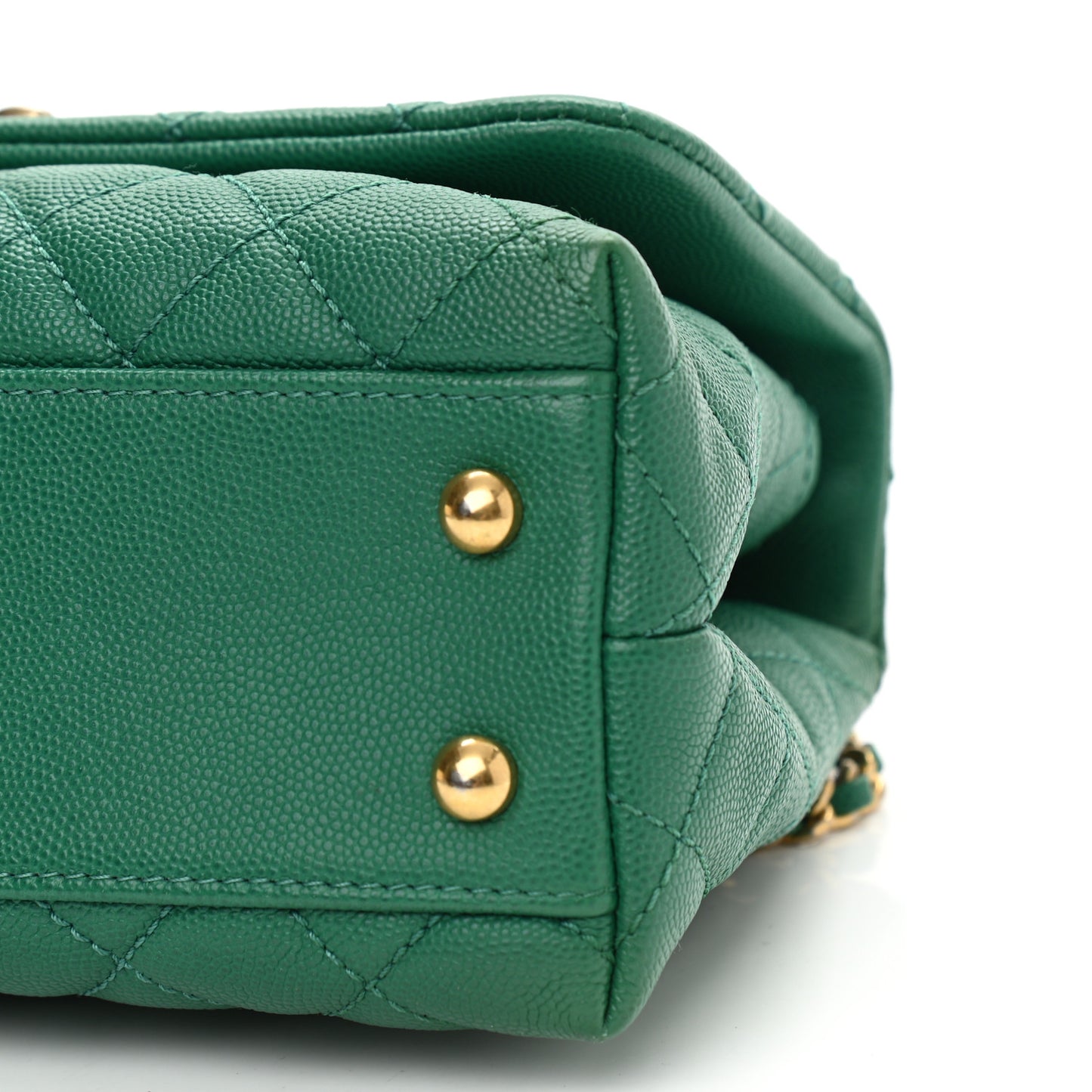Caviar Quilted Mini Coco Handle Flap Green
