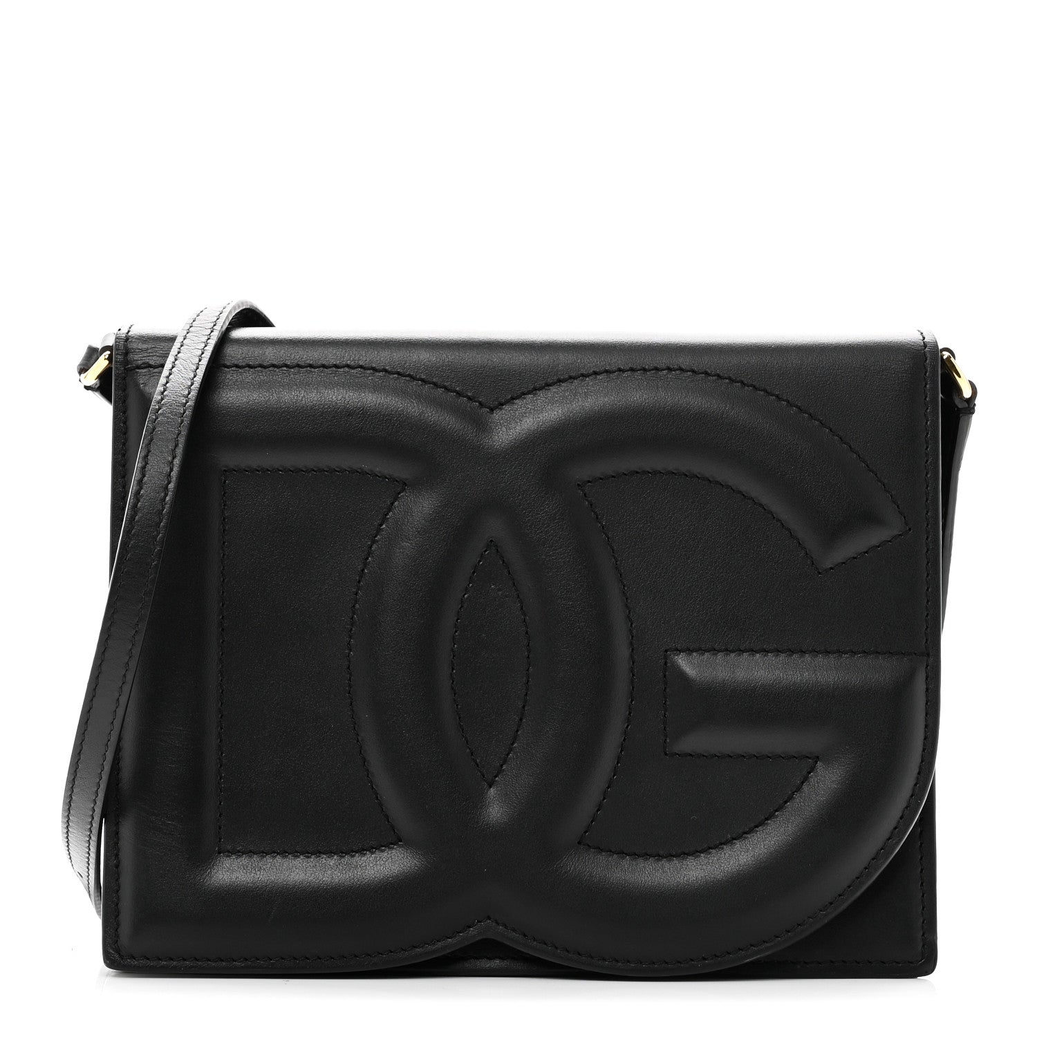 Dolce & Gabbana Calfskin DG Logo Flap Crossbody Bag Black 1 of 9