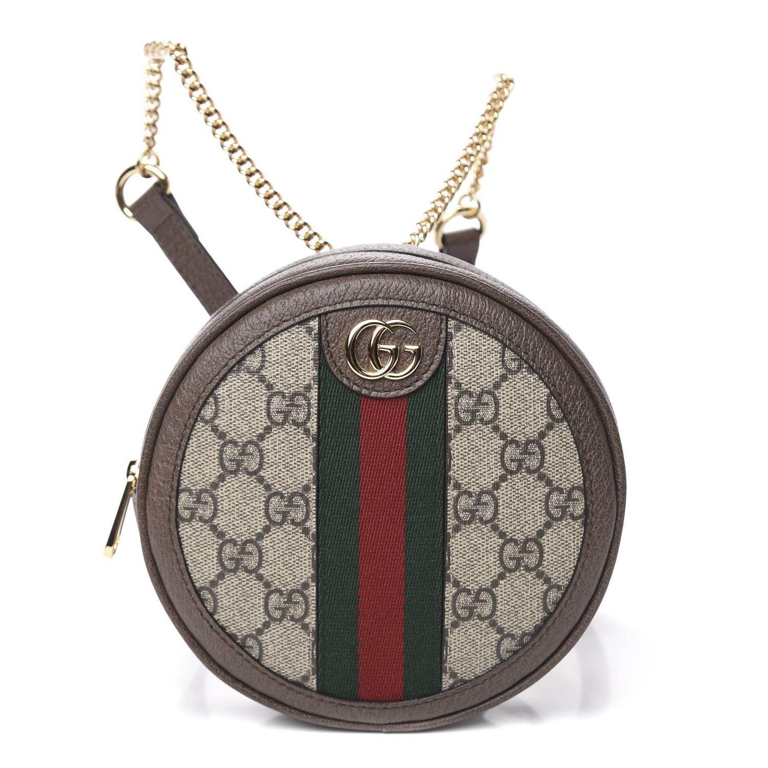 Gucci GG Supreme Monogram Web Mini Ophidia Round Backpack Brown 1 of 10