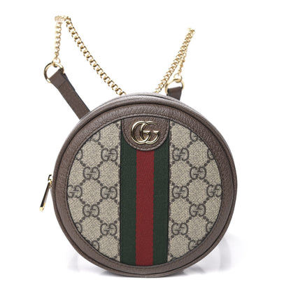 Gucci GG Supreme Monogram Web Mini Ophidia Round Backpack Brown 1 of 10