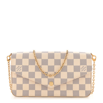 Louis Vuitton Damier Azur Pochette Felicie Chain Wallet Rose Ballerine 1 of 11